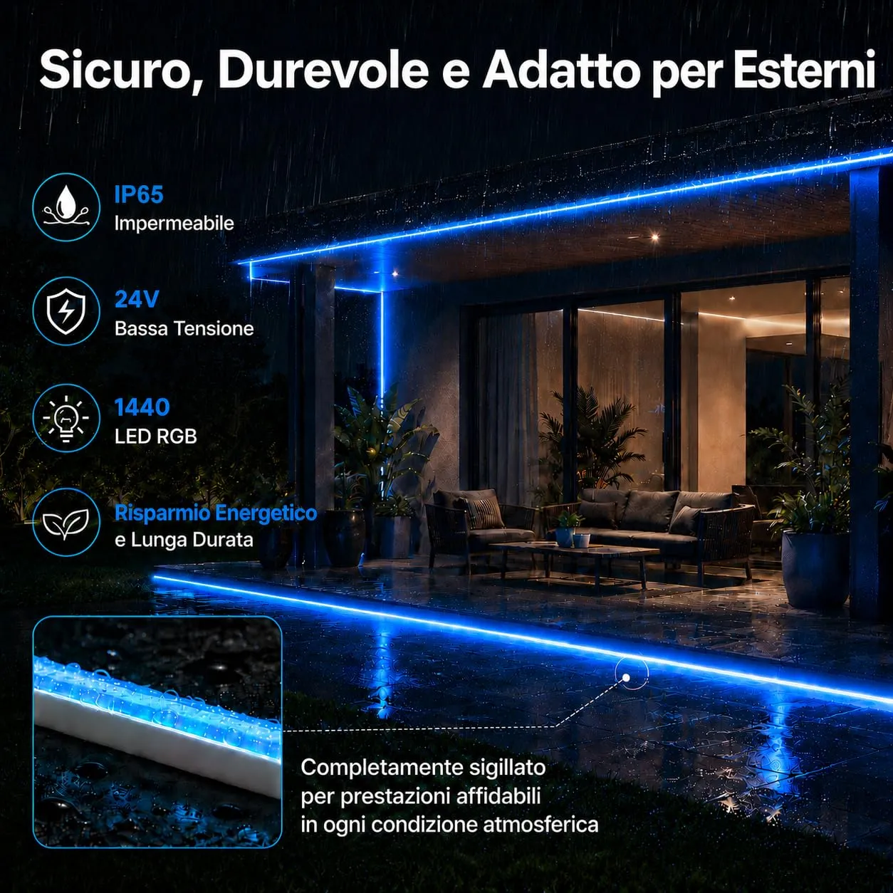 Mmeevt Striscia LED Neon RGB 20M, IP65 24V per Esterni e Interni - immagine 5