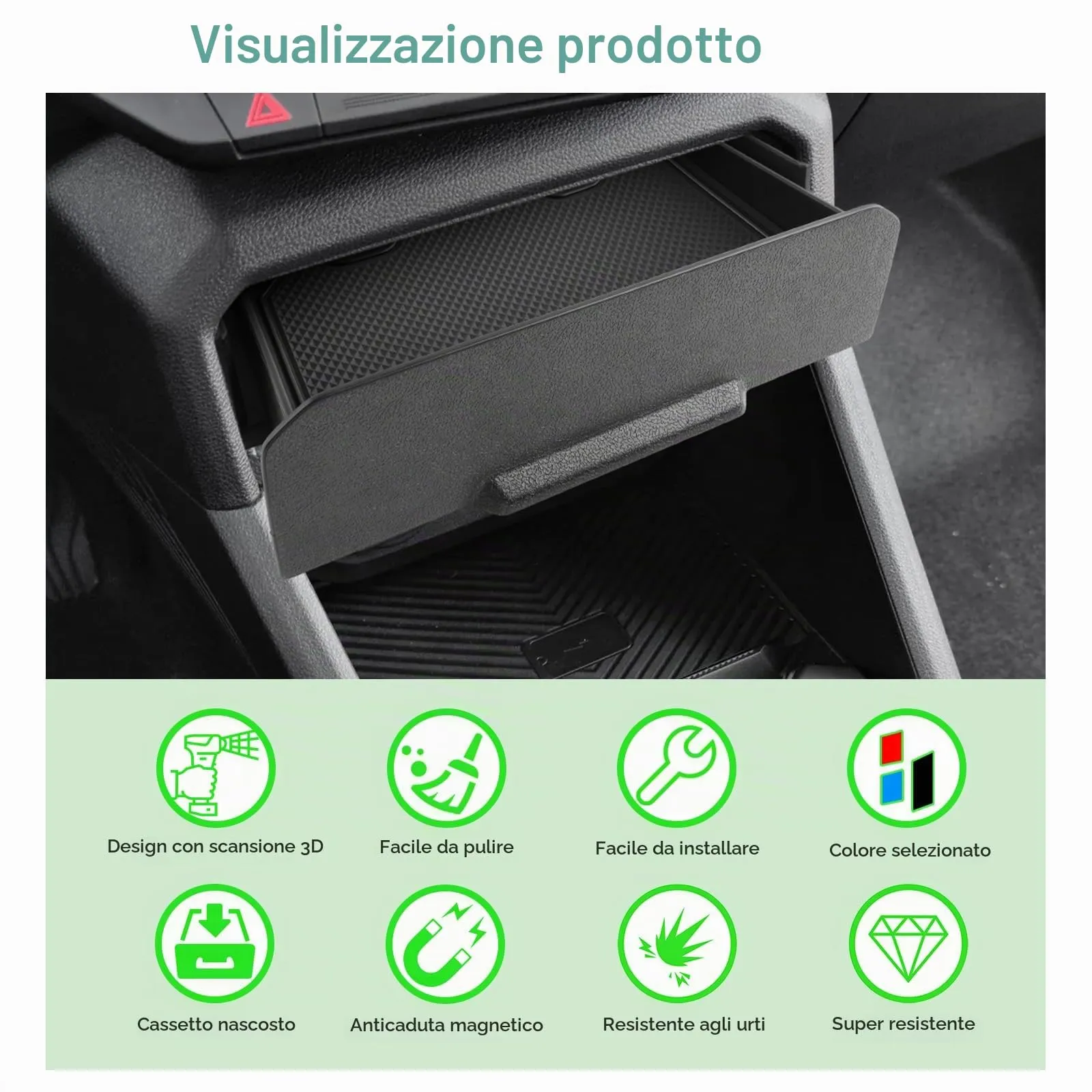 GAFAT Duster 3 (2024-2026) & Bigster Magnetic Center Console Hidden Storage Organizer Drawer with Anti-Slip Mat - immagine 5