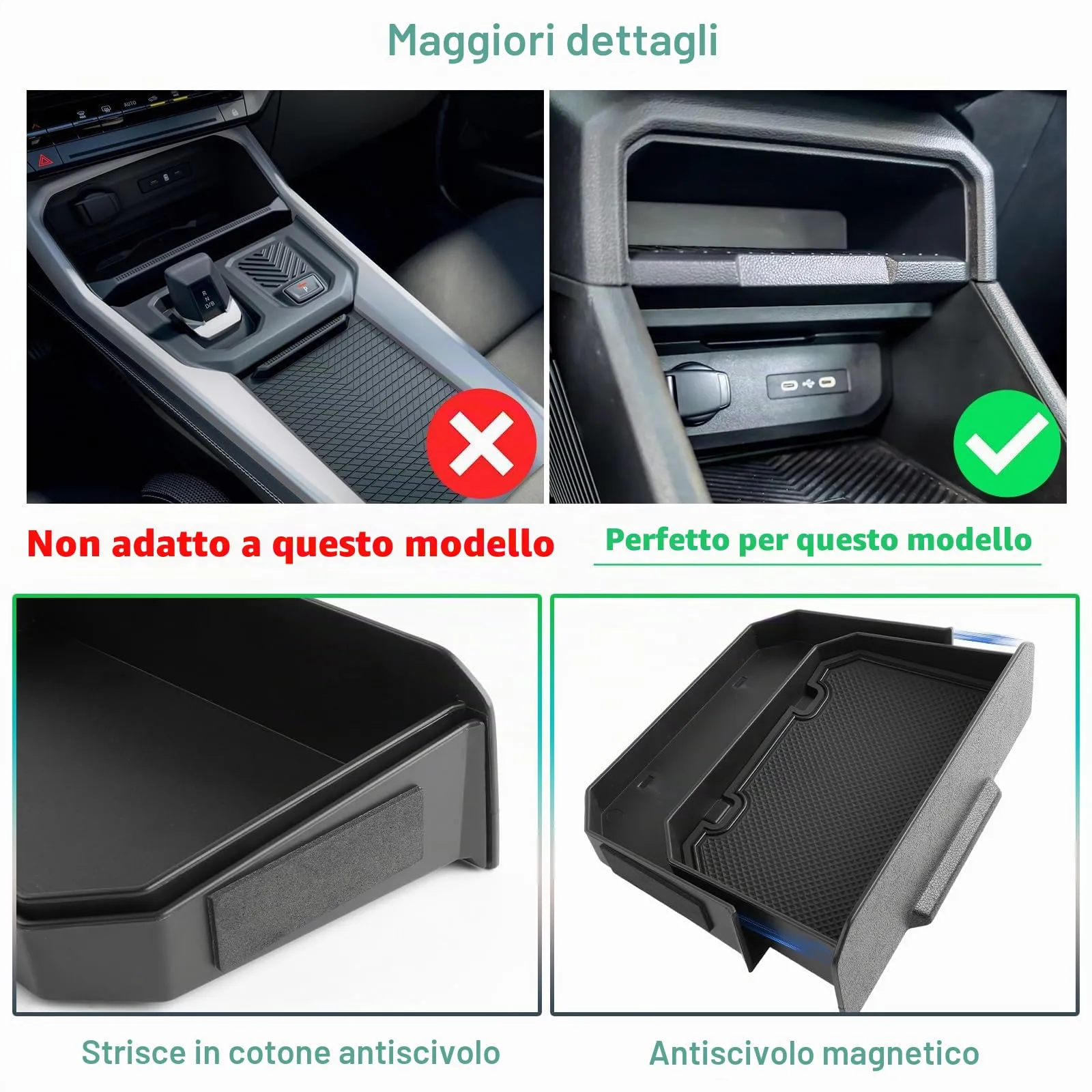 GAFAT Duster 3 (2024-2026) & Bigster Magnetic Center Console Hidden Storage Organizer Drawer with Anti-Slip Mat - immagine 6
