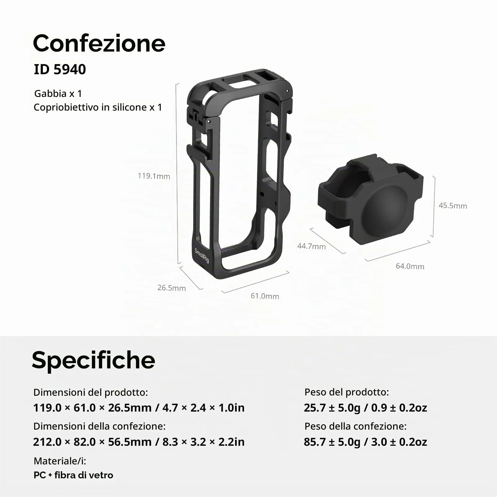 SmallRig Gabbia in Plastica per Insta360 X4 Air - 5940 - immagine 8