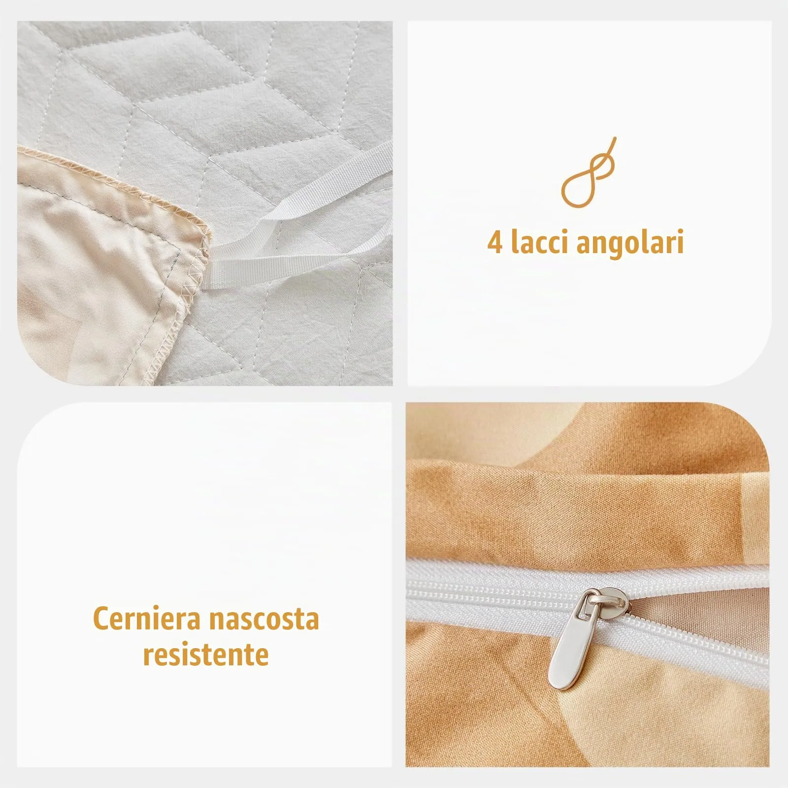 Tokokimo Set Copripiumino Matrimoniale 3 Pezzi in Microfibra con Motivo a Farfalla, 240x220 cm, Cachi - immagine 4