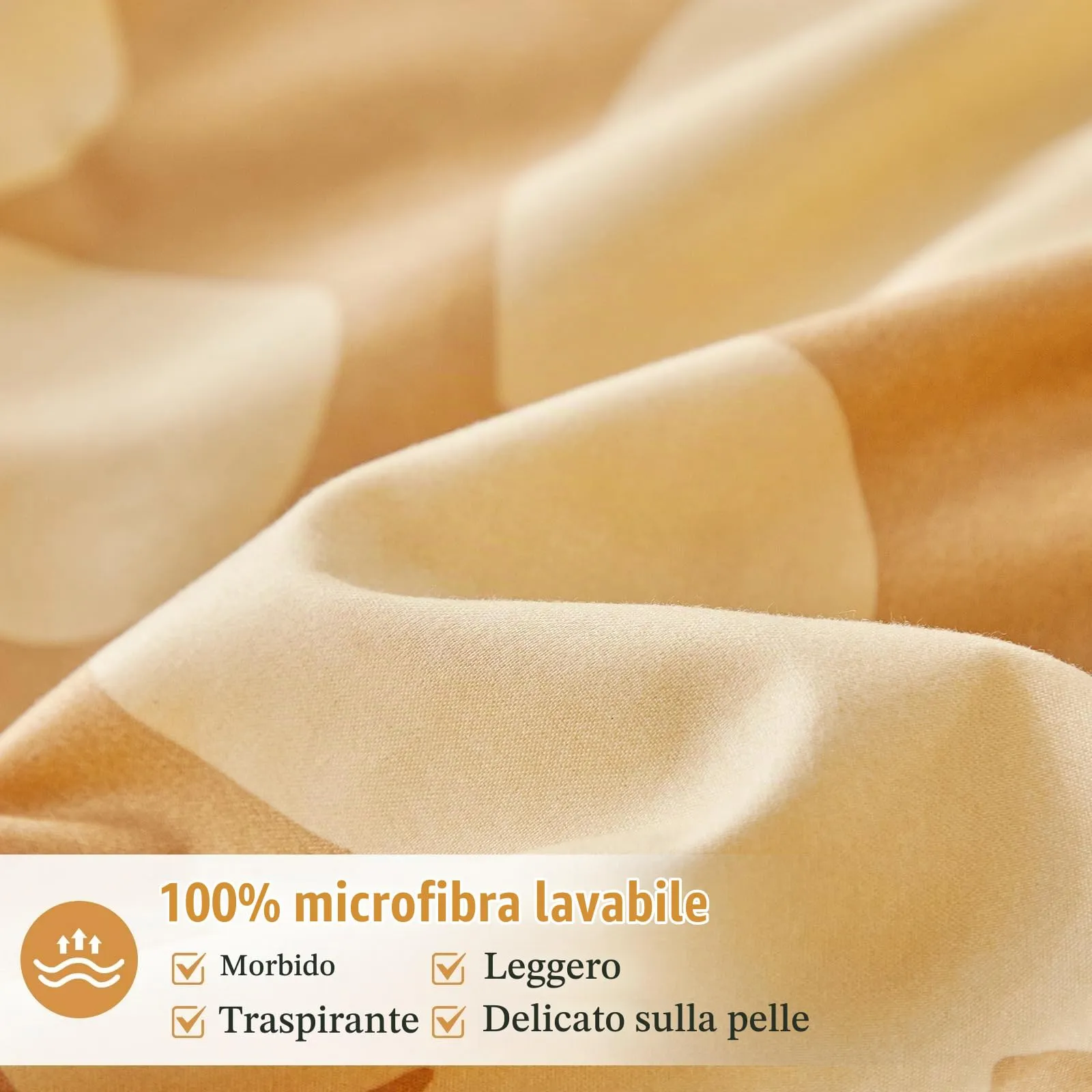Tokokimo Set Copripiumino Matrimoniale 3 Pezzi in Microfibra con Motivo a Farfalla, 240x220 cm, Cachi - immagine 5