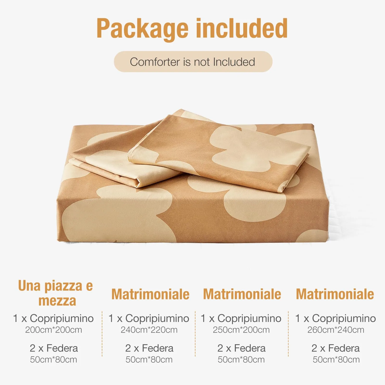 Tokokimo Set Copripiumino Matrimoniale 3 Pezzi in Microfibra con Motivo a Farfalla, 240x220 cm, Cachi - immagine 8