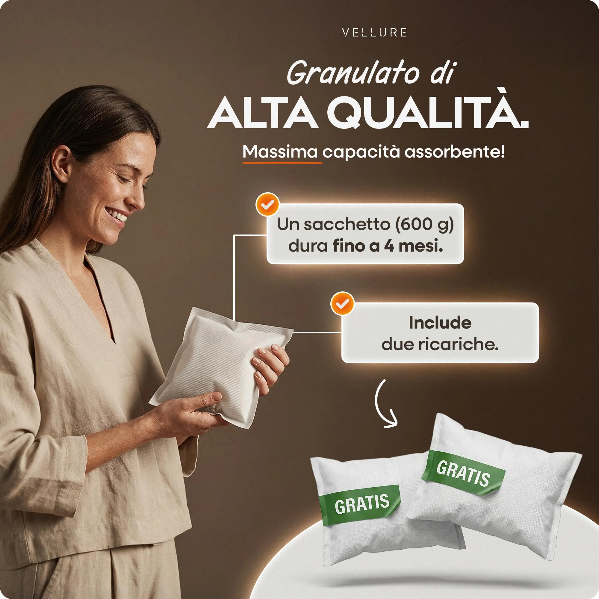Vellure Deumidificatore senza corrente con 2 ricariche da 600 g per ambienti fino a 25 m² - immagine 5
