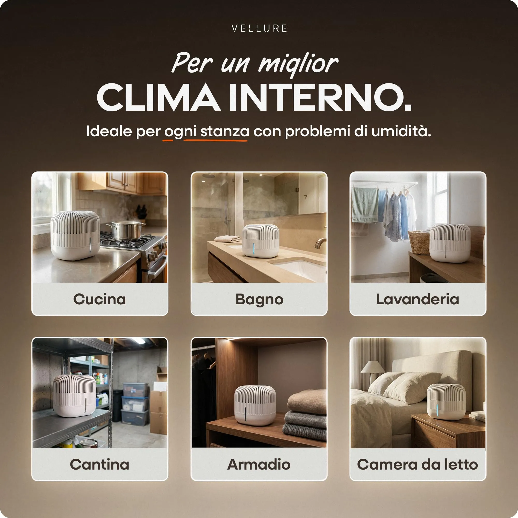 Vellure Deumidificatore senza corrente con 2 ricariche da 600 g per ambienti fino a 25 m² - immagine 6