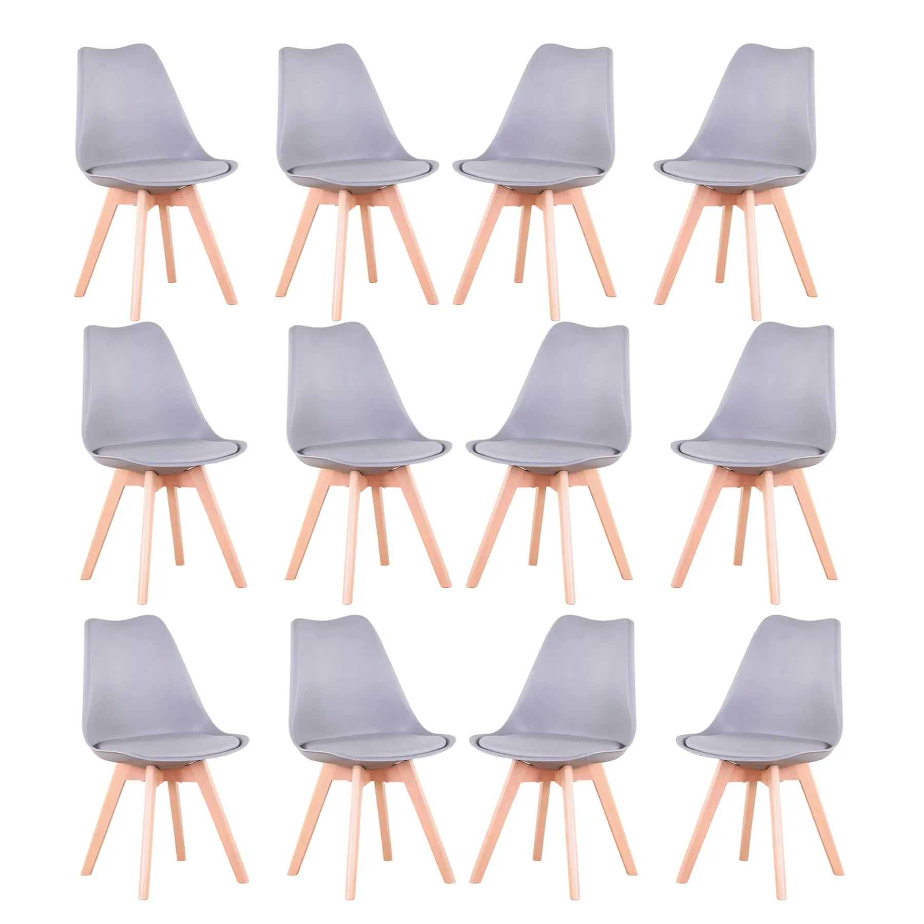 GrandCA HOME Set di 12 Sedie Sala da Pranzo in Legno Massello di Faggio, Grigio - immagine 1