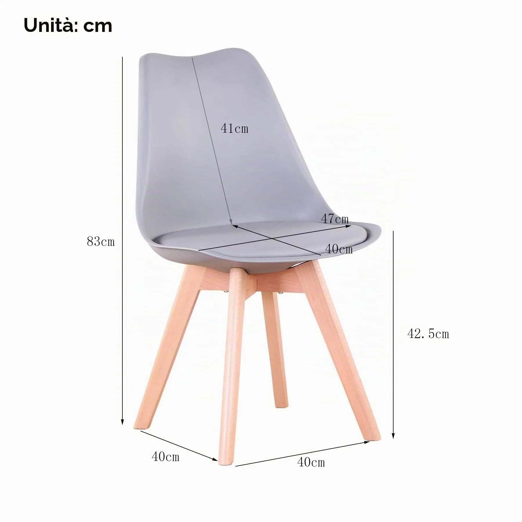 GrandCA HOME Set di 12 Sedie Sala da Pranzo in Legno Massello di Faggio, Grigio - immagine 4