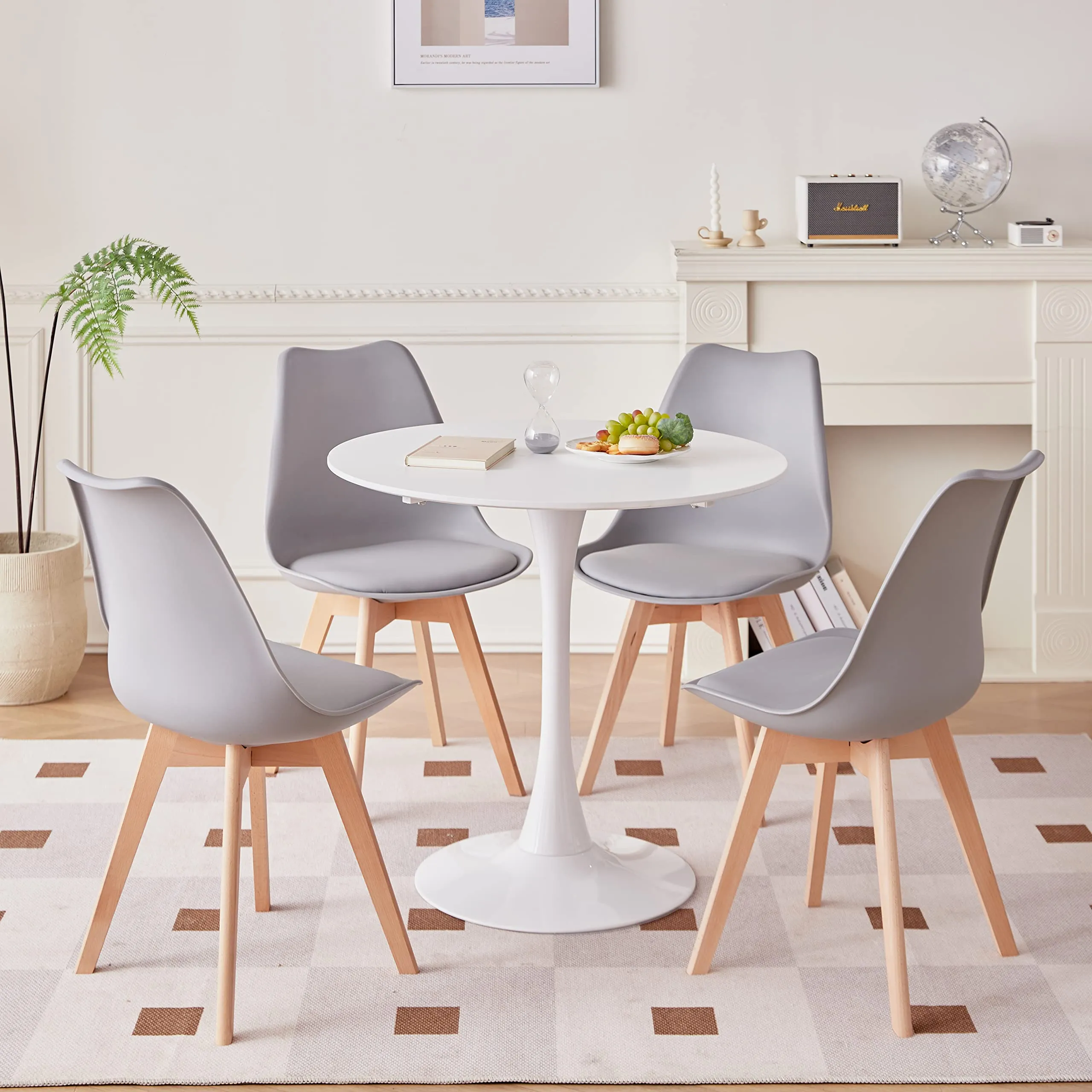 GrandCA HOME Set di 12 Sedie Sala da Pranzo in Legno Massello di Faggio, Grigio - immagine 10