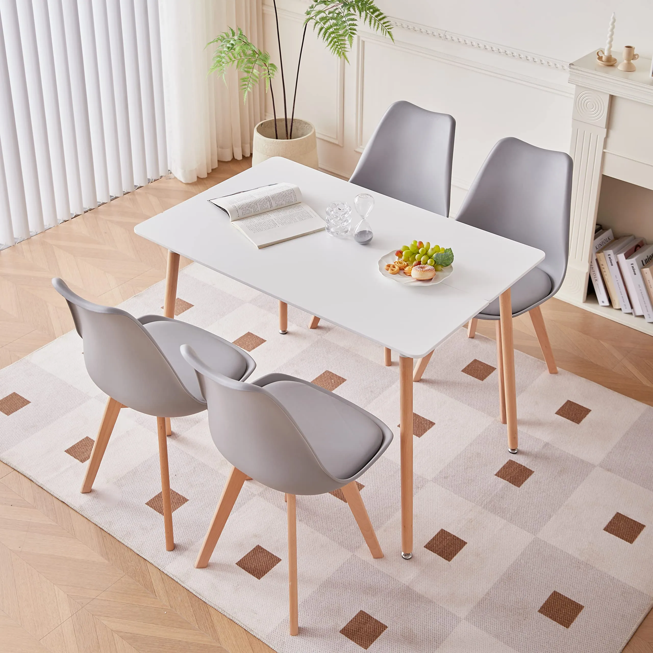 GrandCA HOME Set di 12 Sedie Sala da Pranzo in Legno Massello di Faggio, Grigio - immagine 11