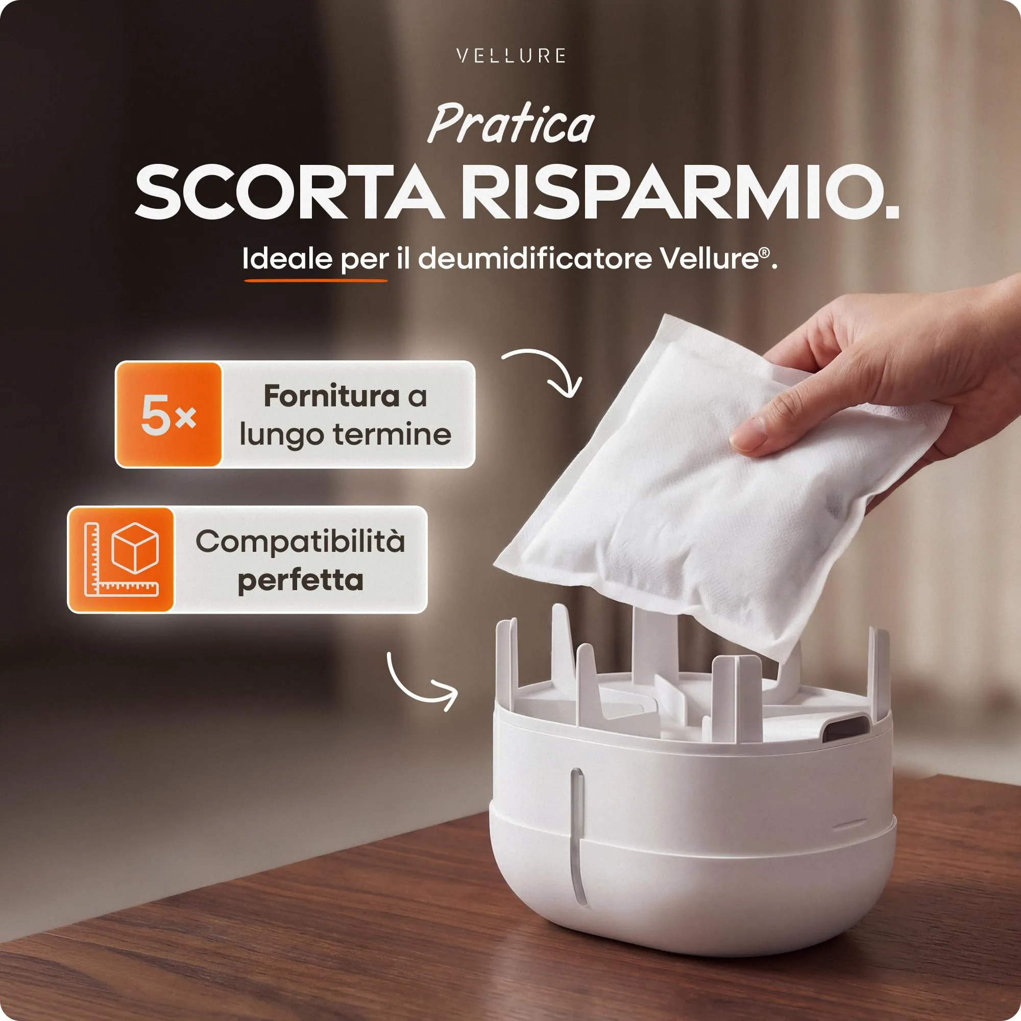 Vellure Ricariche per Deumidificatori, 600 g, Set da 5 - immagine 2