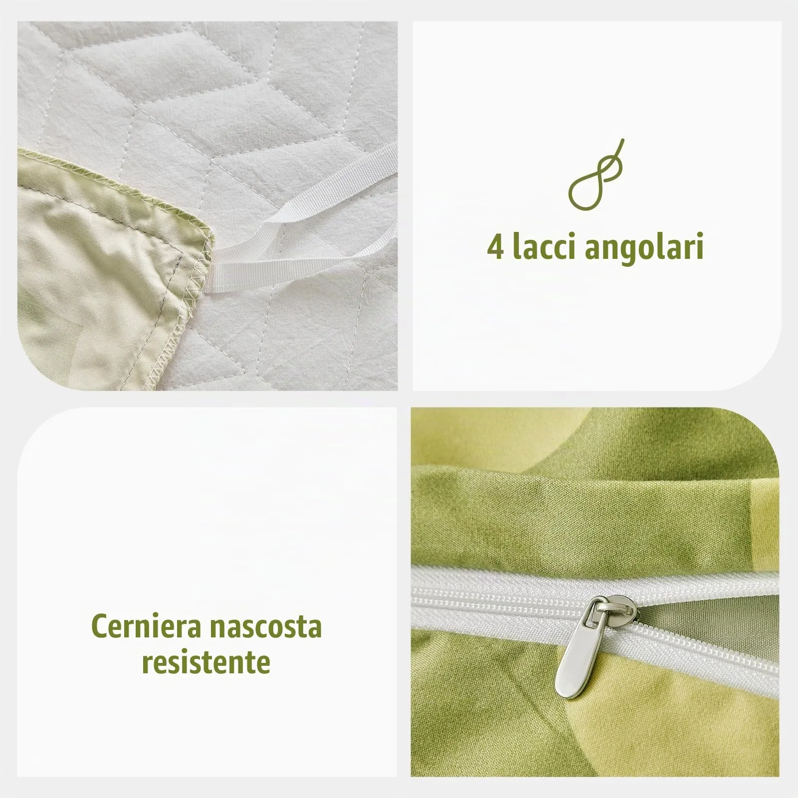 Tokokimo Set Copripiumino Matrimoniale 3 Pezzi in Microfibra con Motivo a Farfalla, 240x220 cm, Verde - immagine 4
