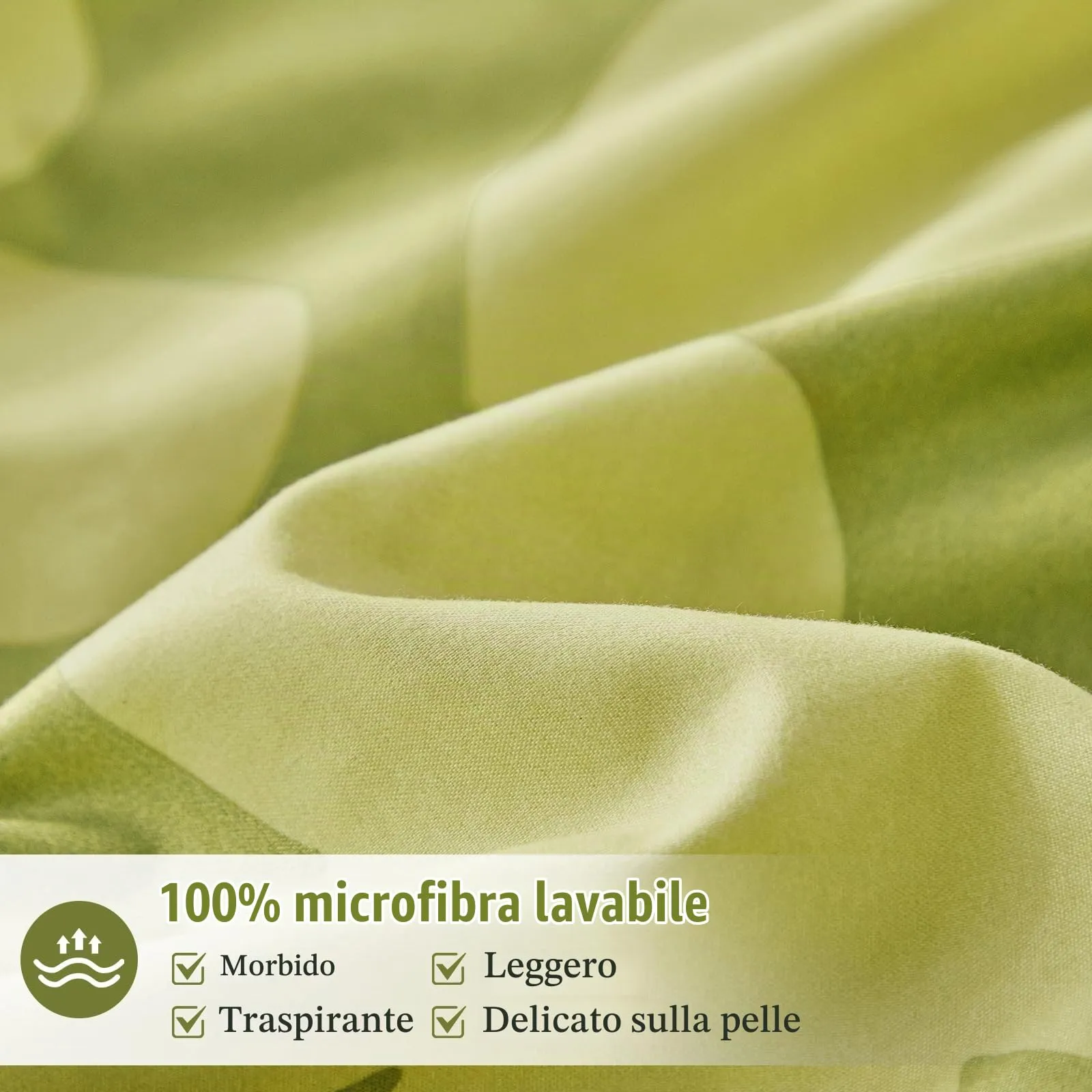 Tokokimo Set Copripiumino Matrimoniale 3 Pezzi in Microfibra con Motivo a Farfalla, 240x220 cm, Verde - immagine 5
