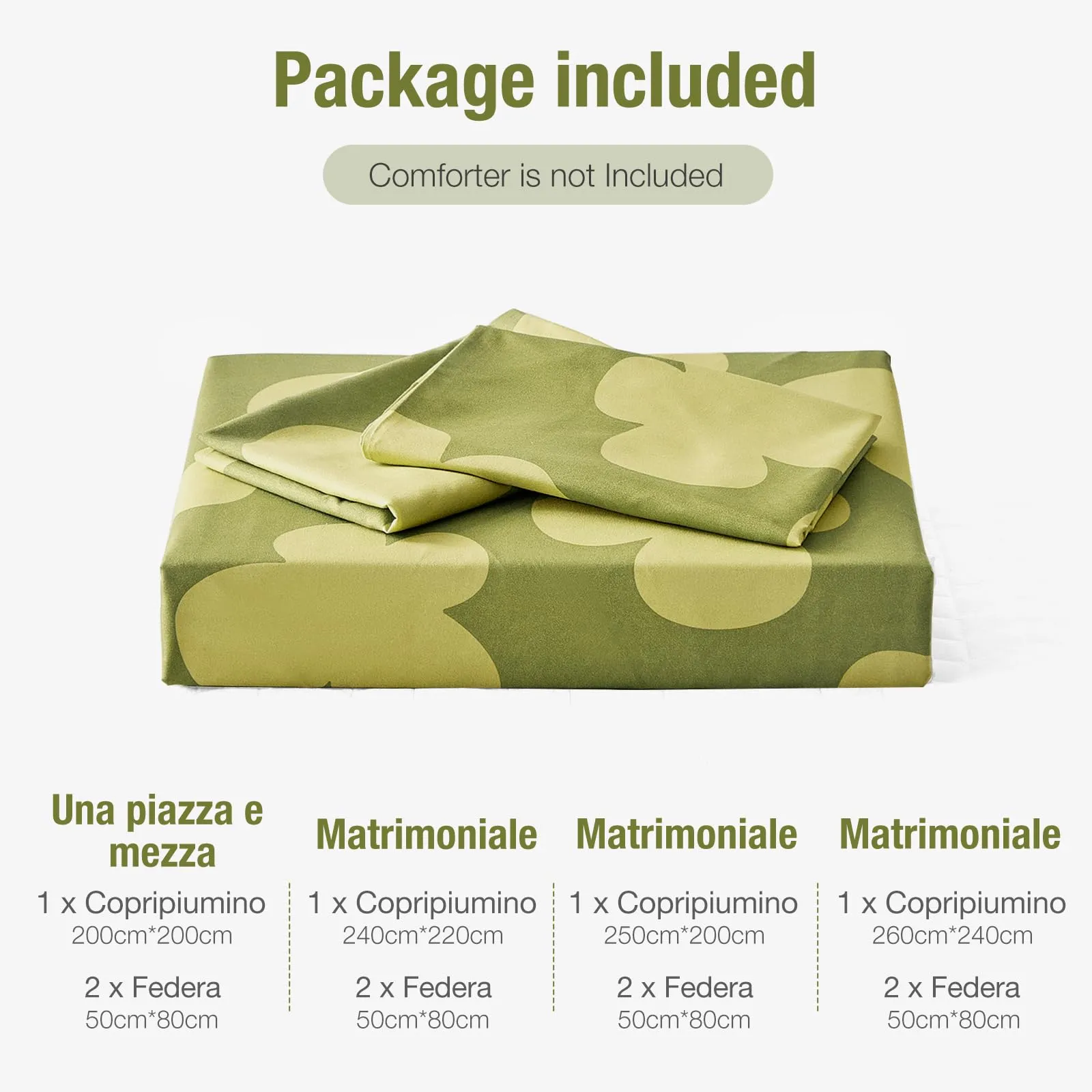 Tokokimo Set Copripiumino Matrimoniale 3 Pezzi in Microfibra con Motivo a Farfalla, 240x220 cm, Verde - immagine 8