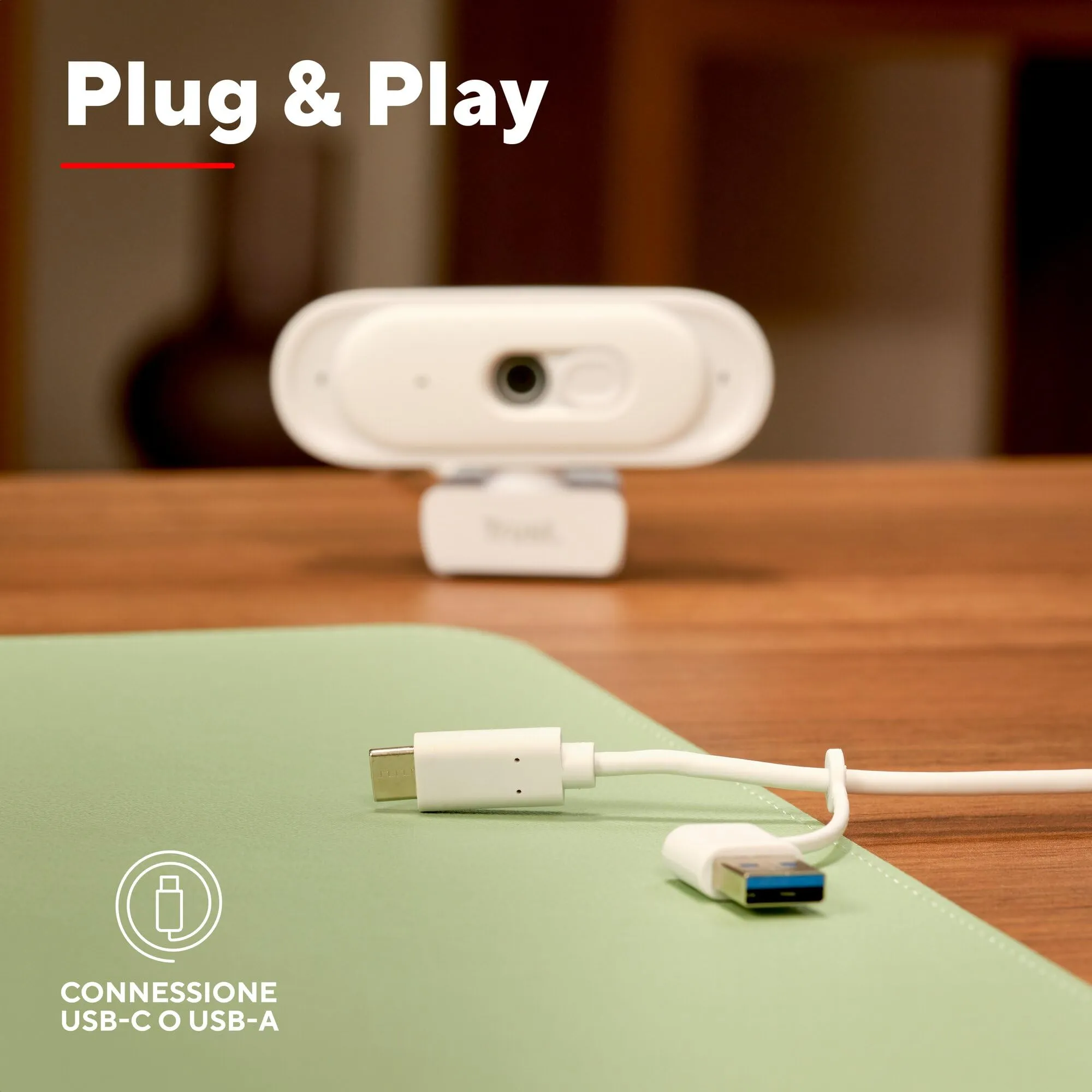 Trust Ovala 2K QHD Webcam con Microfono e Filtro Privacy, Bianco - immagine 5