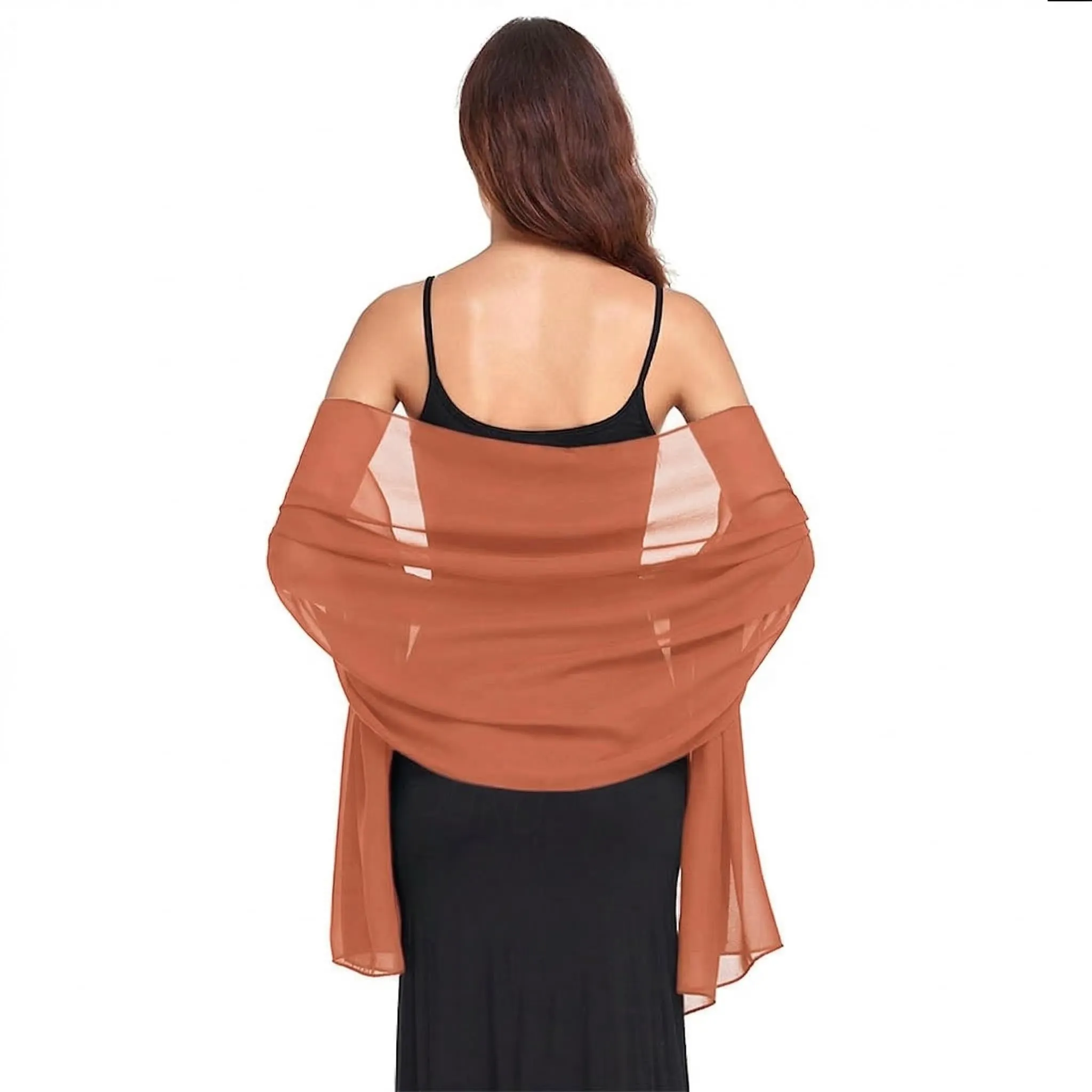 Van Der Rich Stola in Mussola di Seta Foulard Scialle Leggero Donna Ruggine - immagine 1