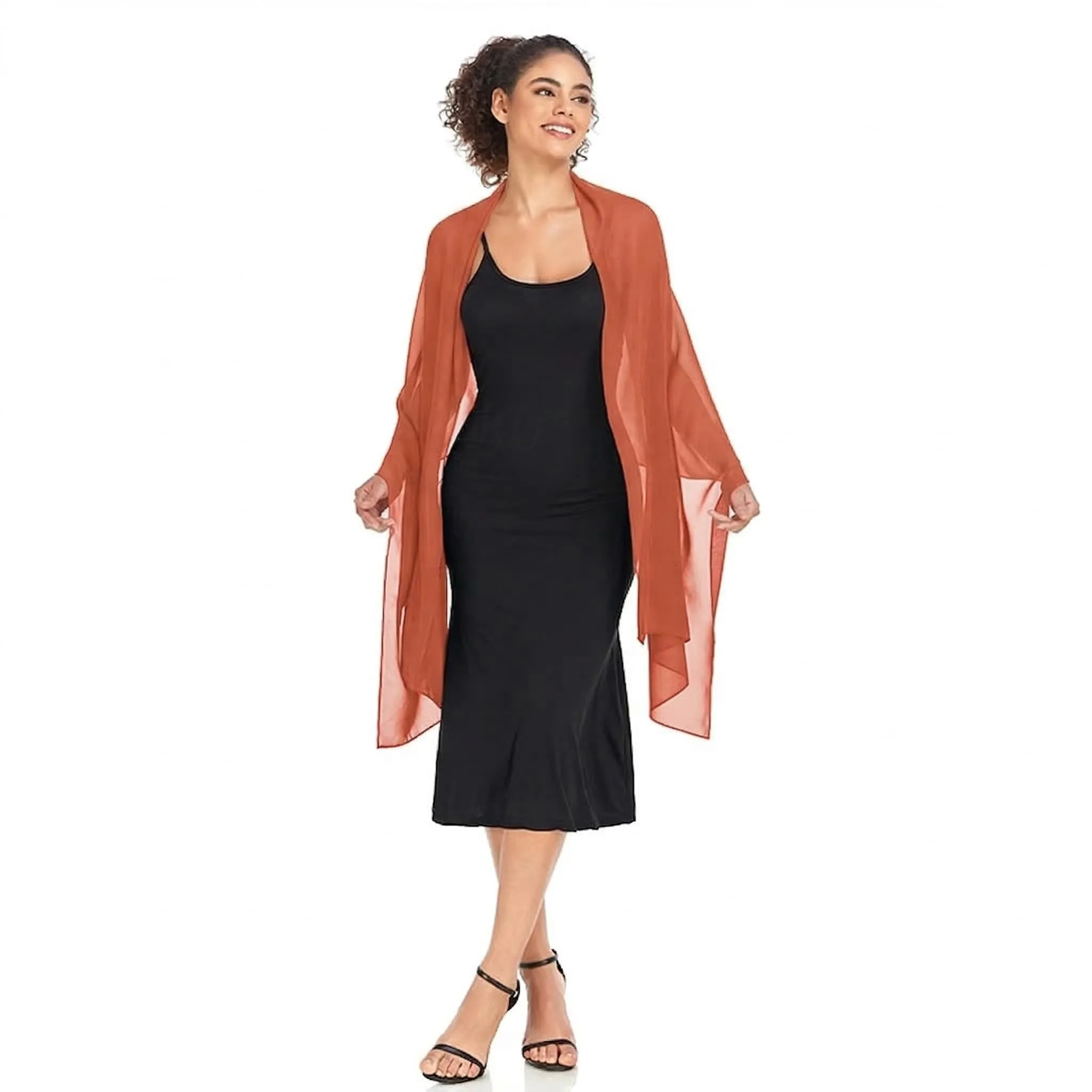 Van Der Rich Stola in Mussola di Seta Foulard Scialle Leggero Donna Ruggine - immagine 2