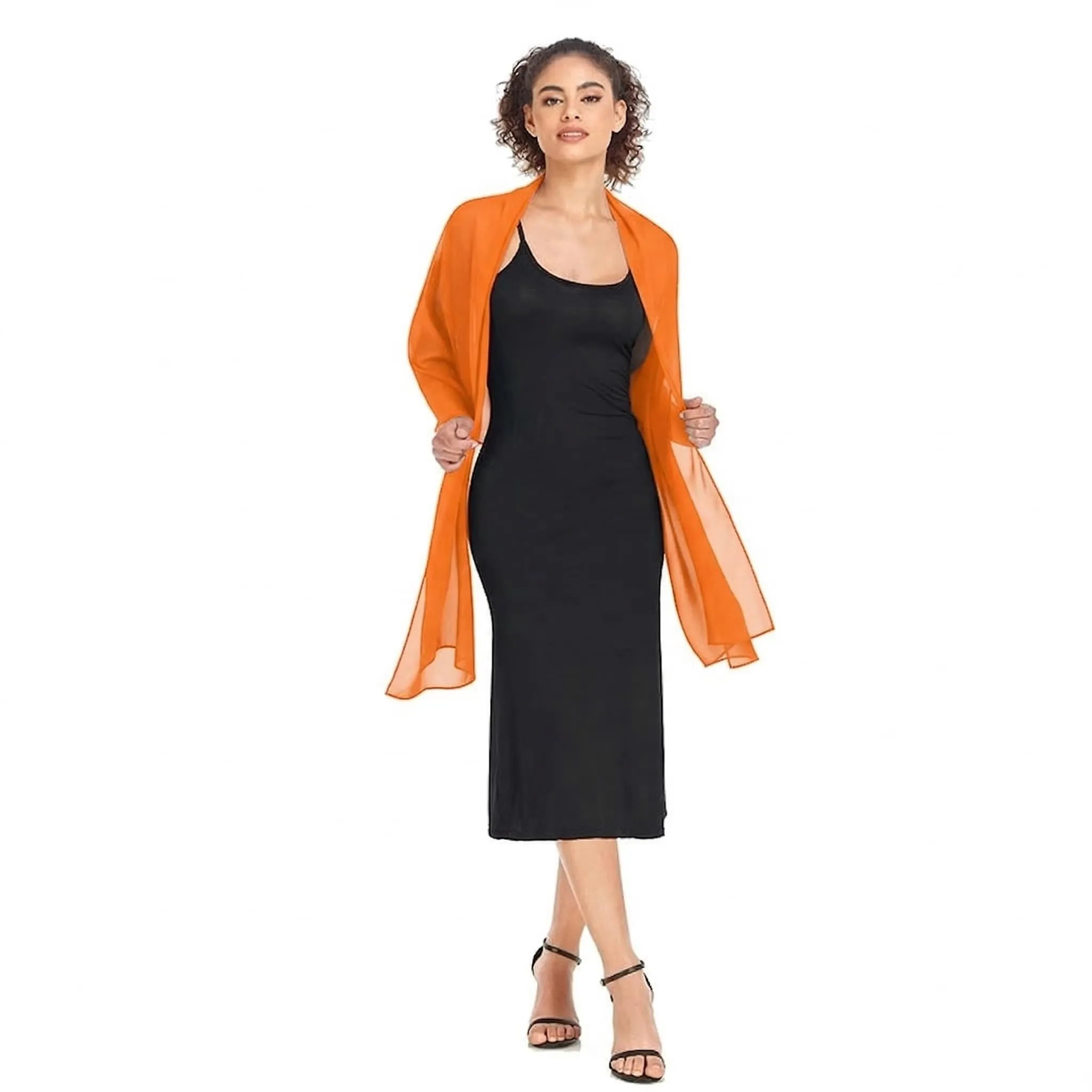 Van Der Rich Stola in Mussola di Seta Foulard Scialle Leggero Donna Arancione - immagine 2