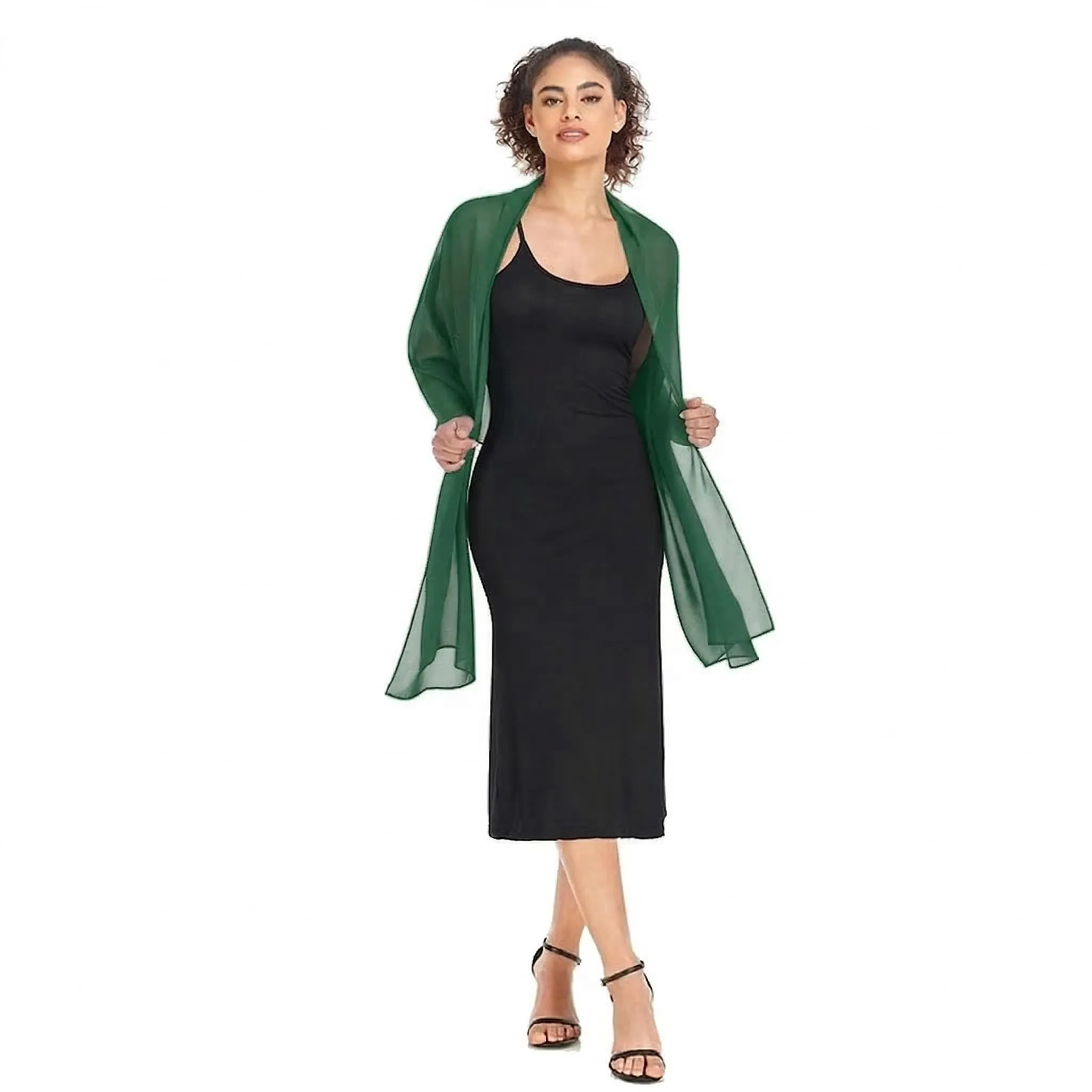 Van Der Rich Stola in Mussola di Seta Foulard Scialle Leggero Donna - Verde - immagine 2