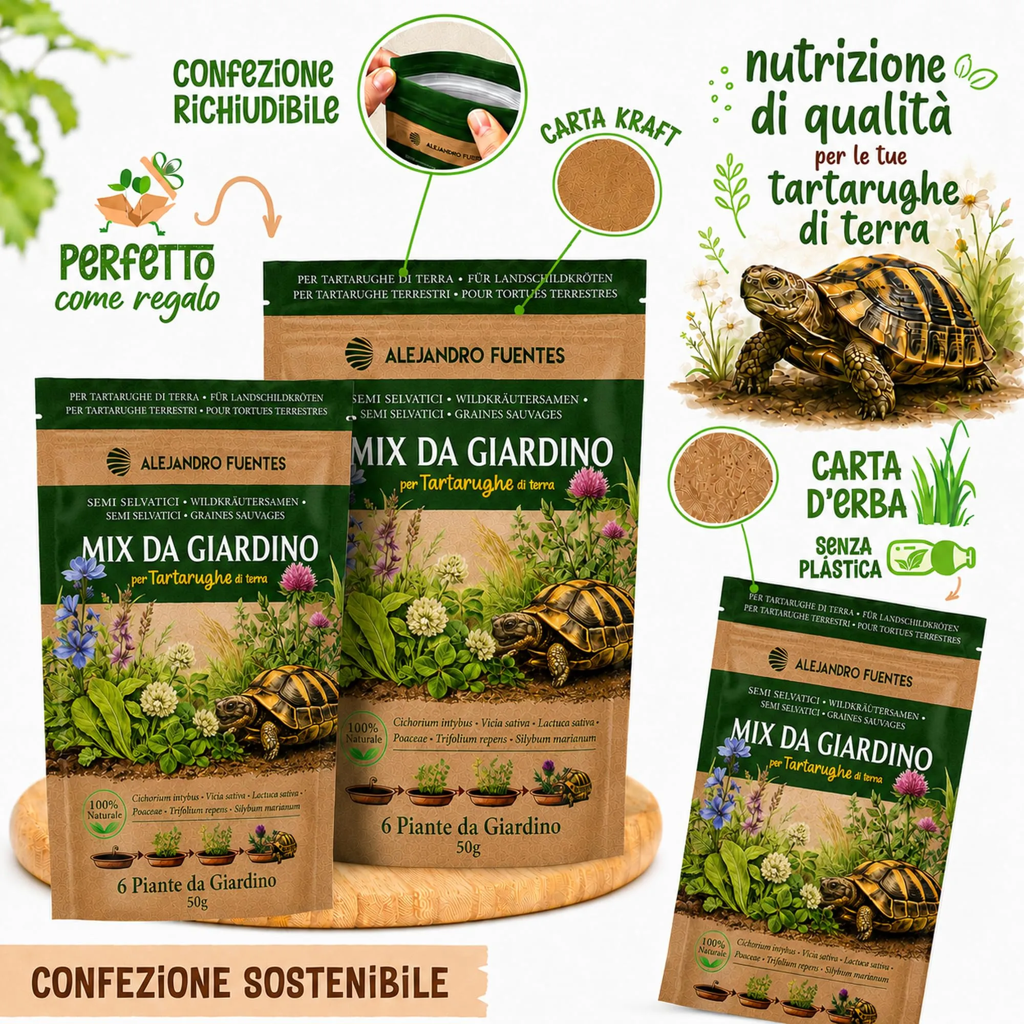Alejandro Fuentes Mix Semi per Tartarughe di Terra, Formulazione Rapida 40g - immagine 4