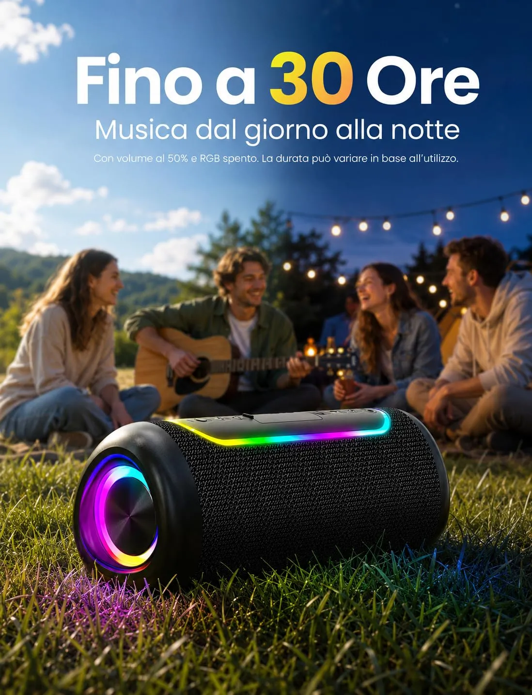 UOHHBOE Cassa Bluetooth Portatile 30W IPX5 Impermeabile con Schede TF - immagine 4