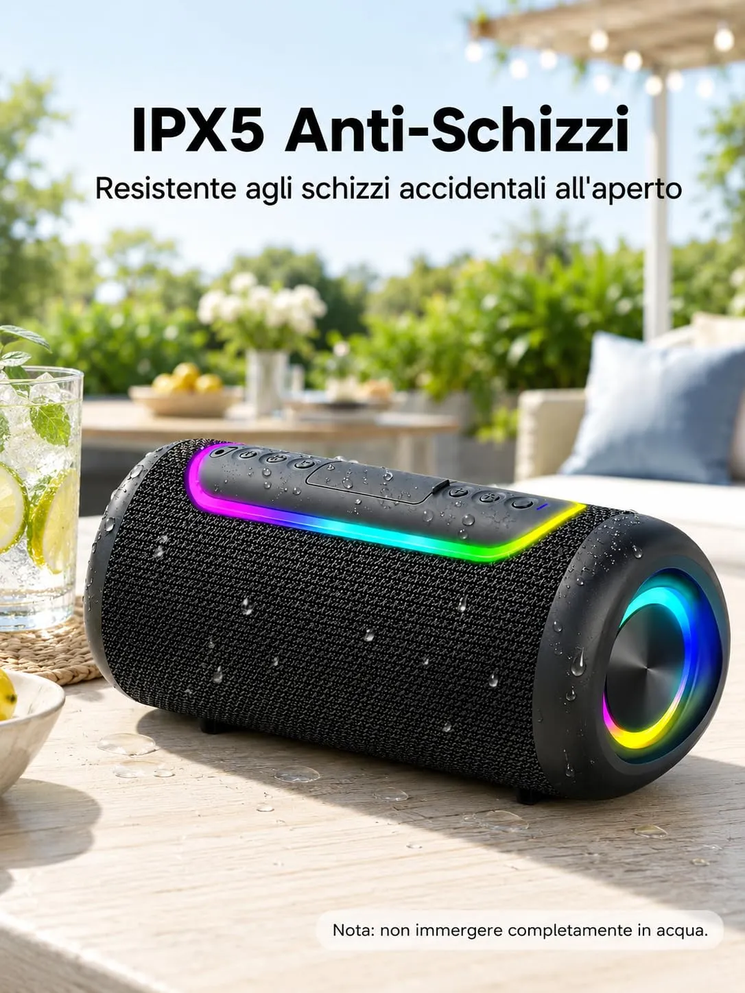 UOHHBOE Cassa Bluetooth Portatile 30W IPX5 Impermeabile con Schede TF - immagine 7