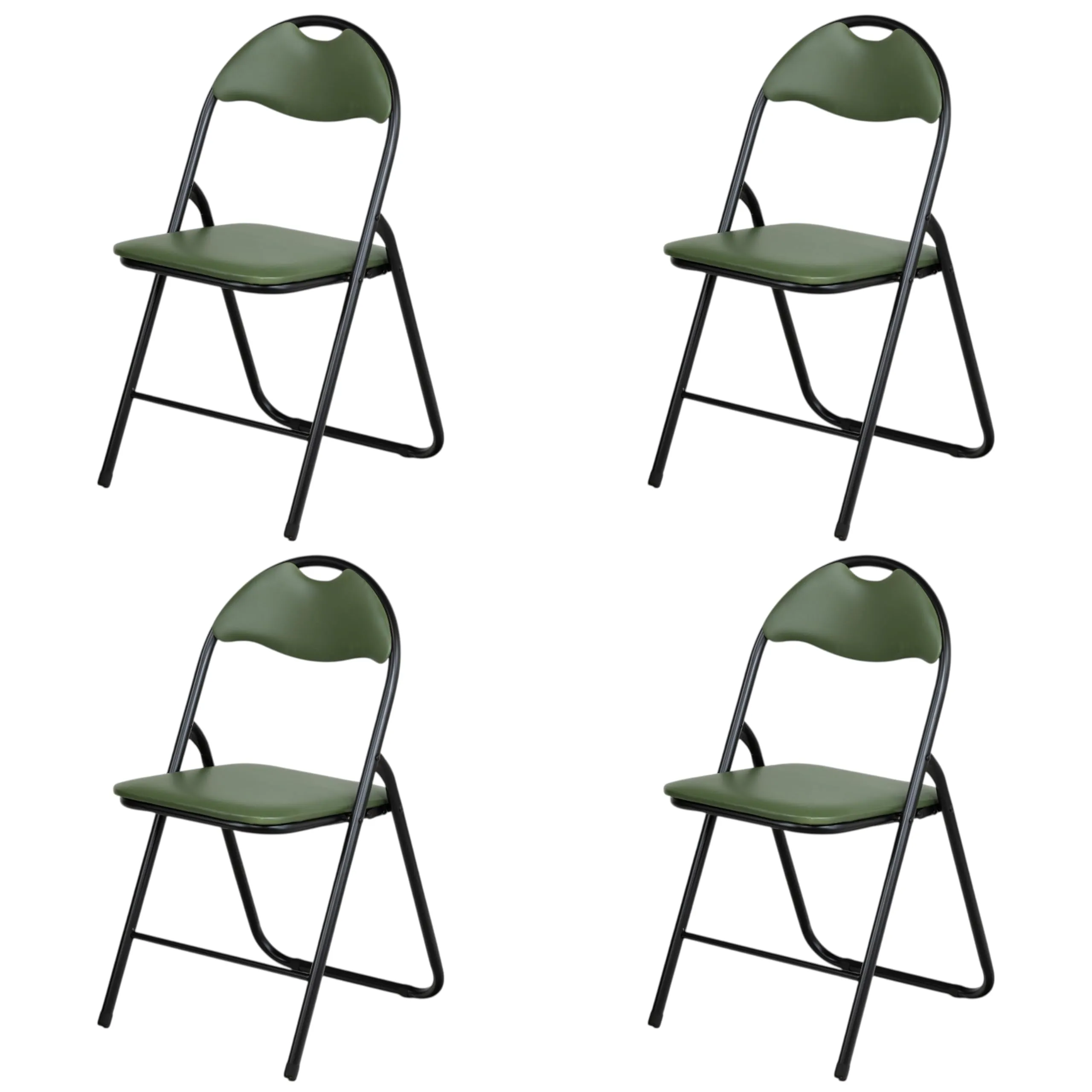 Totò Piccinni Sedie Pieghevoli in Metallo Imbottite in Ecopelle (4, Black/Verde Felce) - immagine 1
