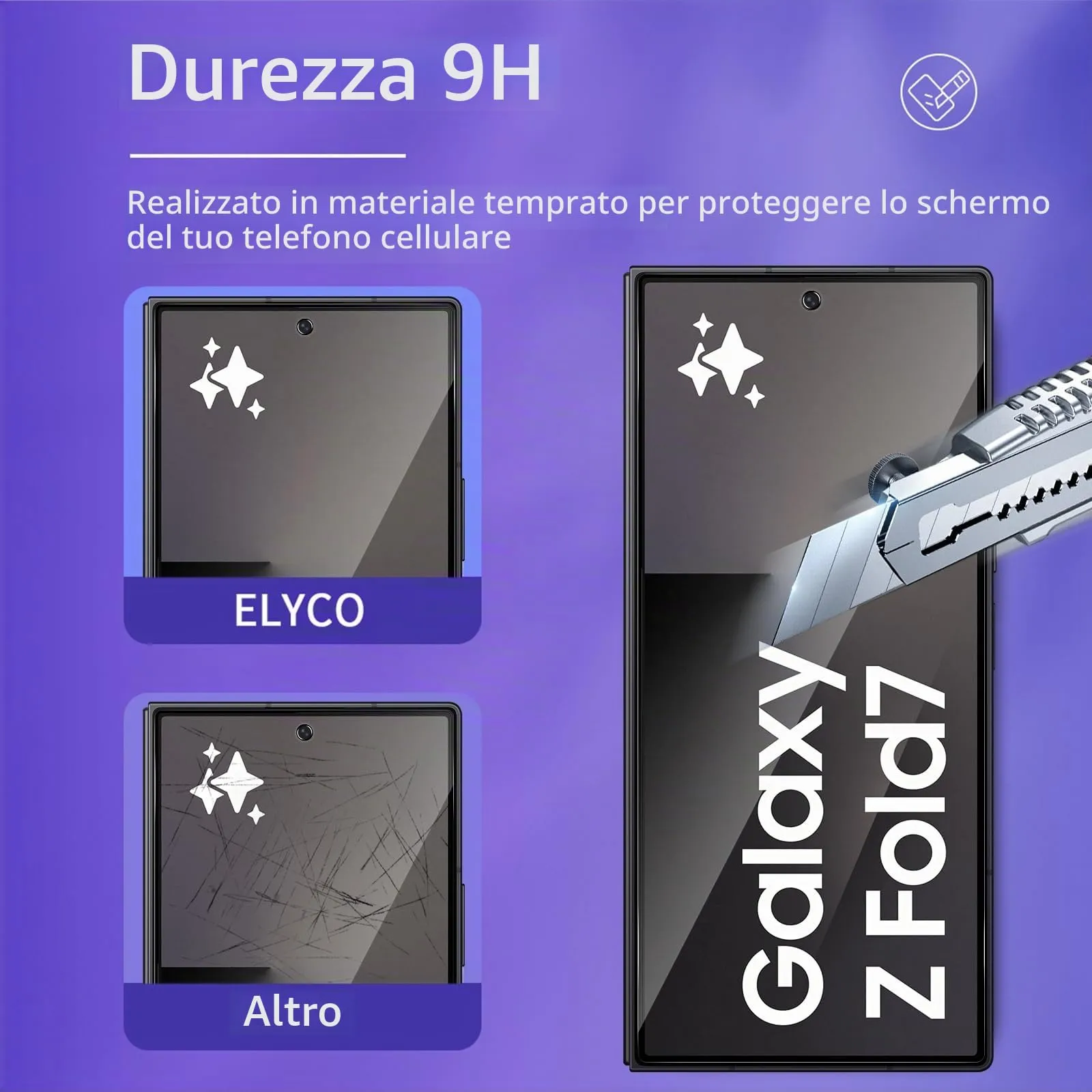 ELYCO Vetro Temperato Privacy per Samsung Galaxy Z Fold 7, 2 Pezzi - immagine 5