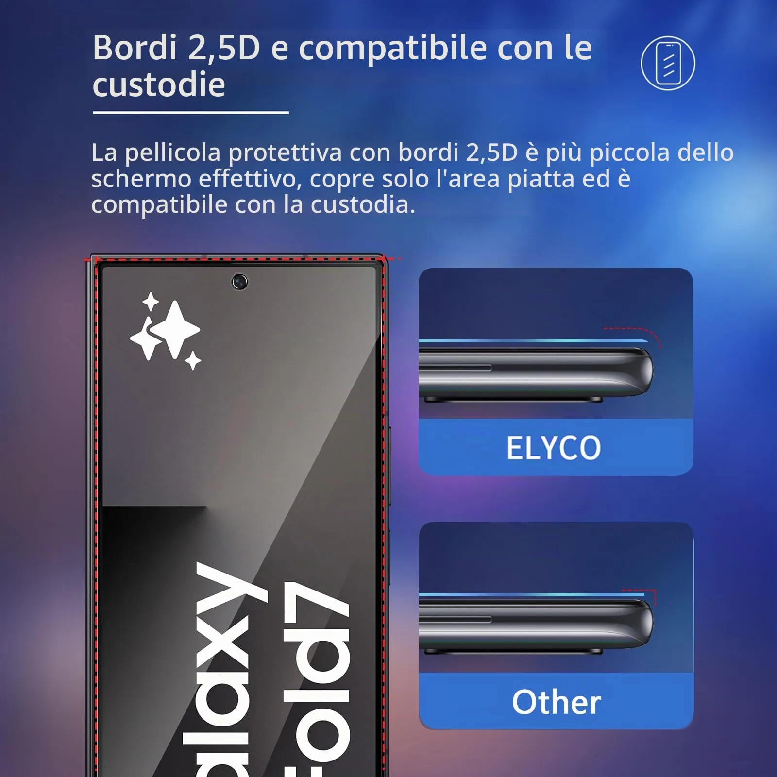 ELYCO Vetro Temperato Privacy per Samsung Galaxy Z Fold 7, 2 Pezzi - immagine 7