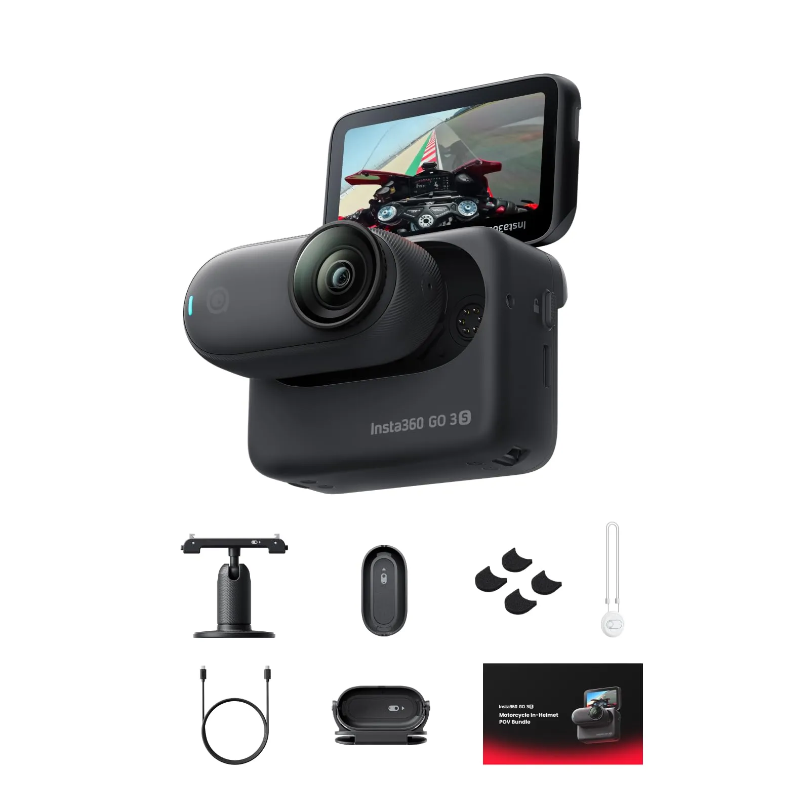 Insta360 GO 3S Motorcycle in-Helmet POV Bundle 128GB 4K Action Camera - immagine 1