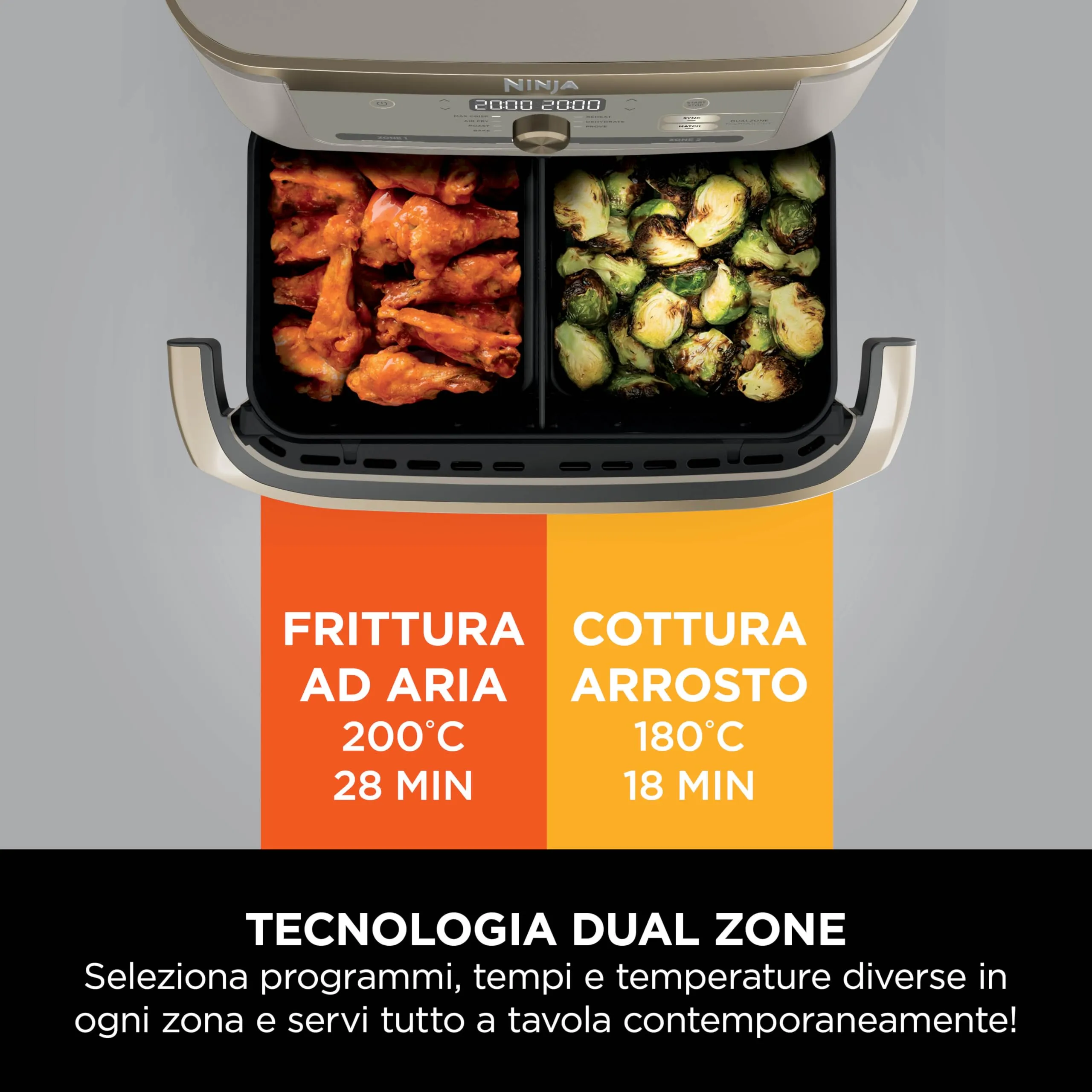 Ninja Foodi FlexDrawer Friggitrice ad Aria, 10,4L, Pietra/Oro - immagine 6