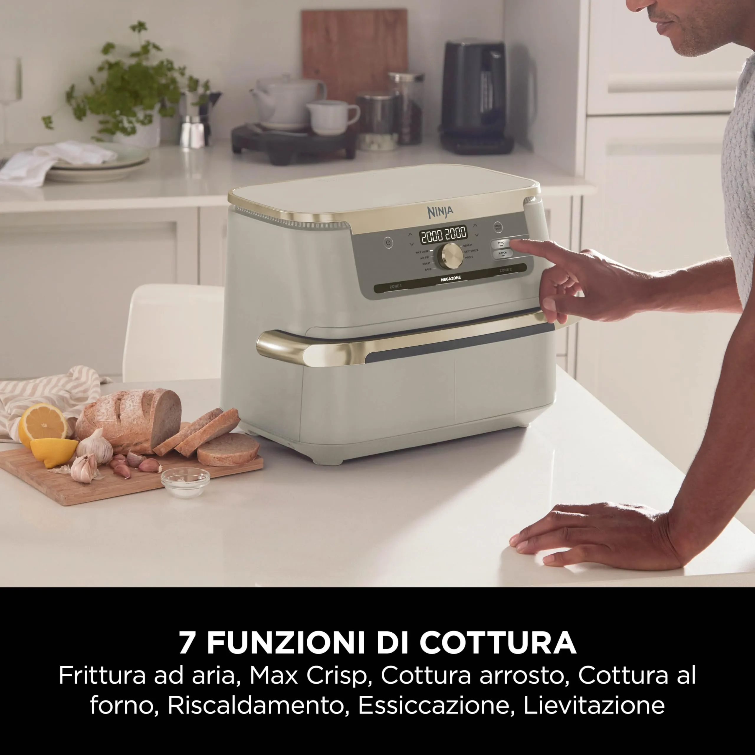Ninja Foodi FlexDrawer Friggitrice ad Aria, 10,4L, Pietra/Oro - immagine 11