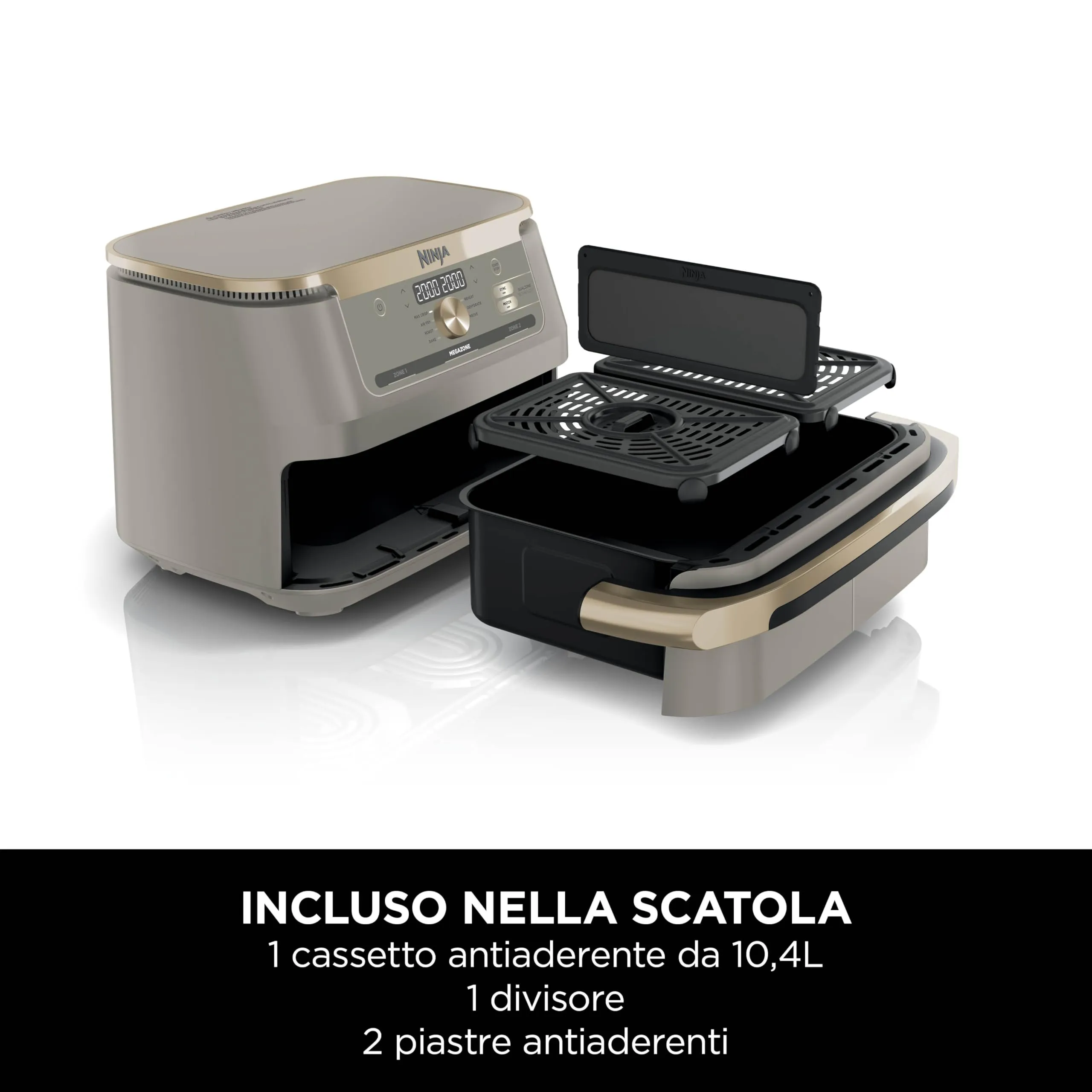 Ninja Foodi FlexDrawer Friggitrice ad Aria, 10,4L, Pietra/Oro - immagine 12