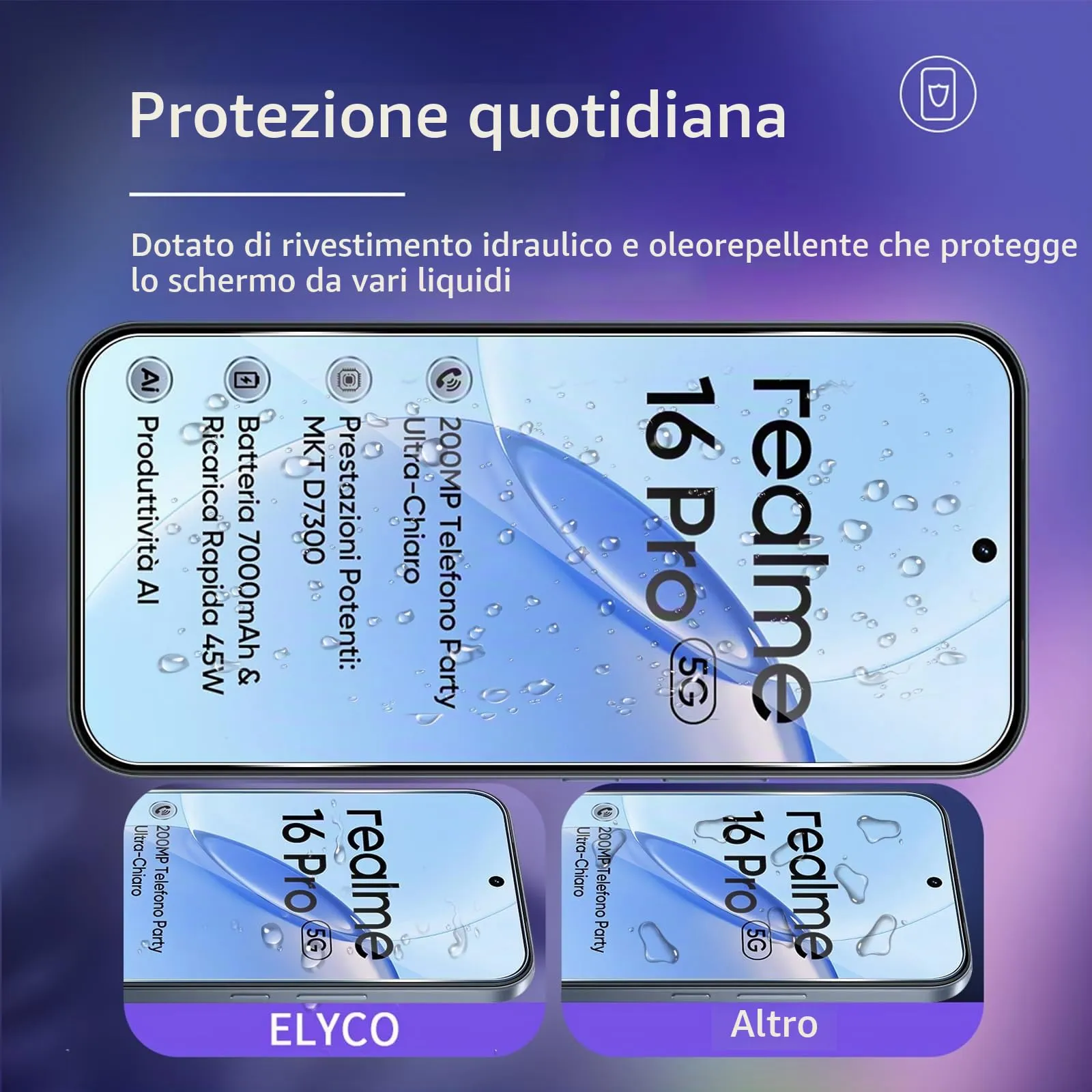 ELYCO Vetro Temperato per Realme 16 Pro 5G, 2+2 Pezzi - immagine 2
