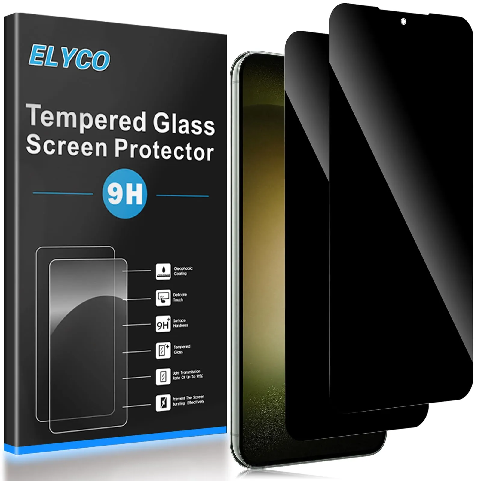 ELYCO Privacy Tempered Glass for Samsung Galaxy S23 Plus, 2 Pieces - immagine 1