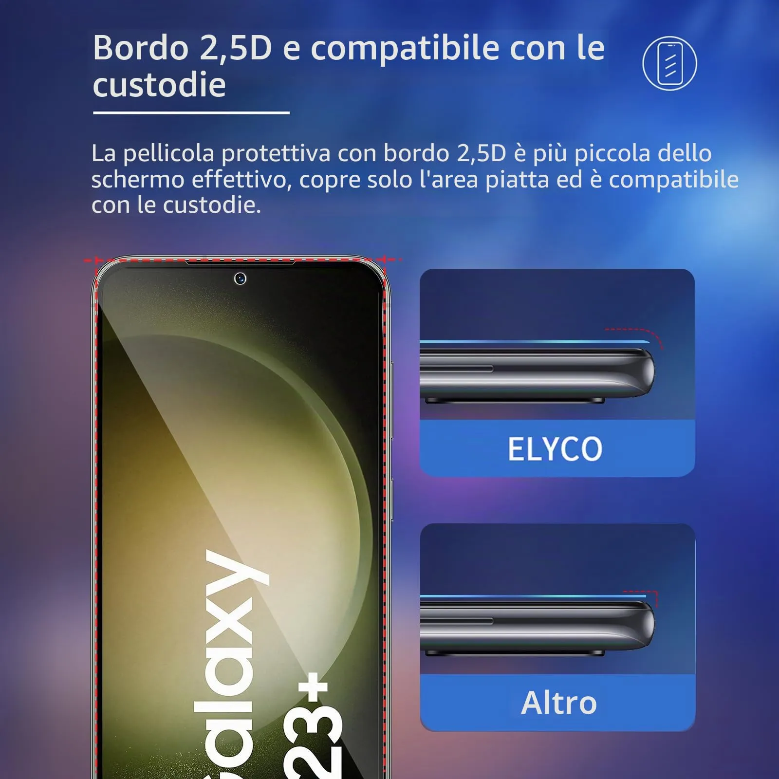 ELYCO Privacy Tempered Glass for Samsung Galaxy S23 Plus, 2 Pieces - immagine 7
