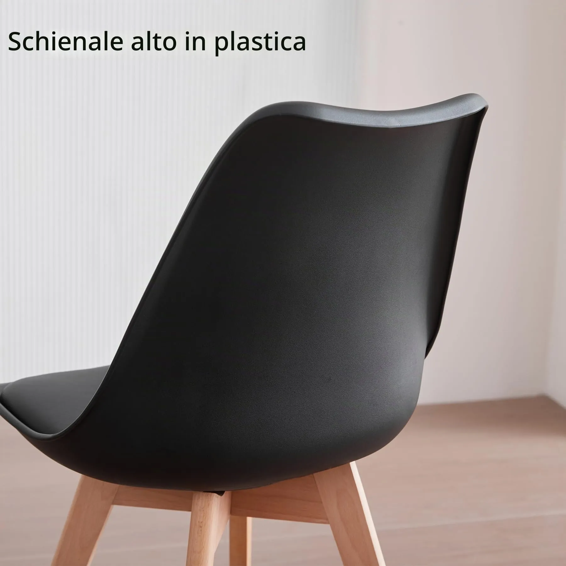 GrandCA HOME Set di 12 Sedie Imbottite con Gambe in Legno di Faggio, Nero - immagine 12