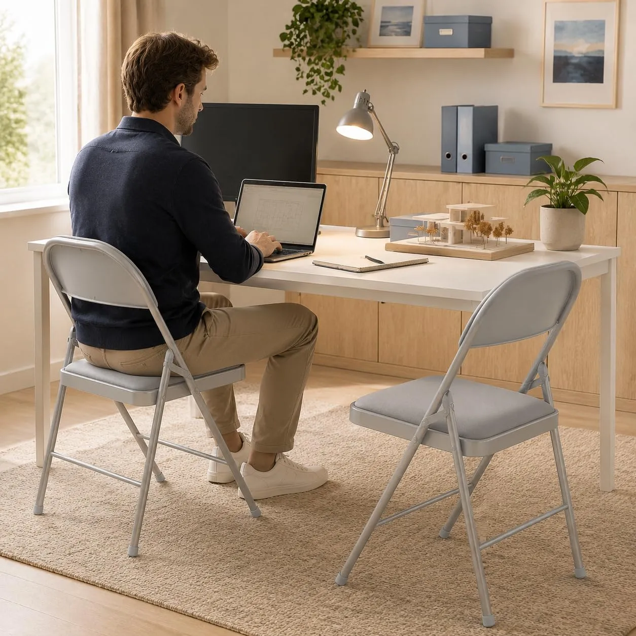 Asdsed Set di 8 Sedie Pieghevoli Imbottite, Portata 160 kg, Grigio - immagine 9