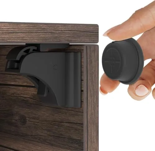 WunderHippo Chiusura Magnetica per Cassetti e Ante, 12 Serrature + 3 Chiavi, Nero - immagine 1