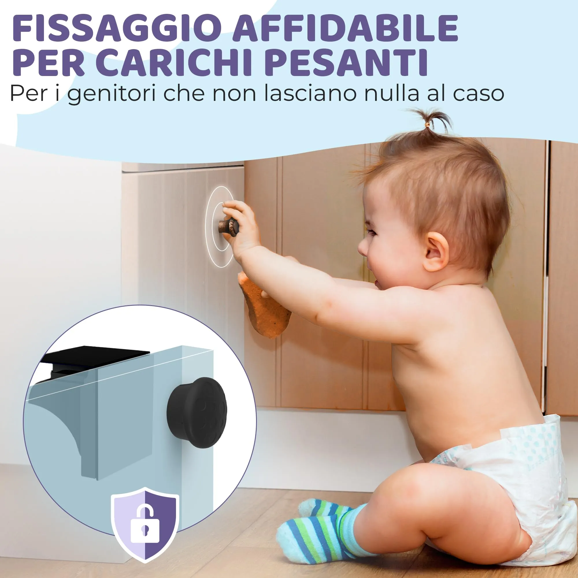 WunderHippo Chiusura Magnetica per Cassetti e Ante, 12 Serrature + 3 Chiavi, Nero - immagine 5