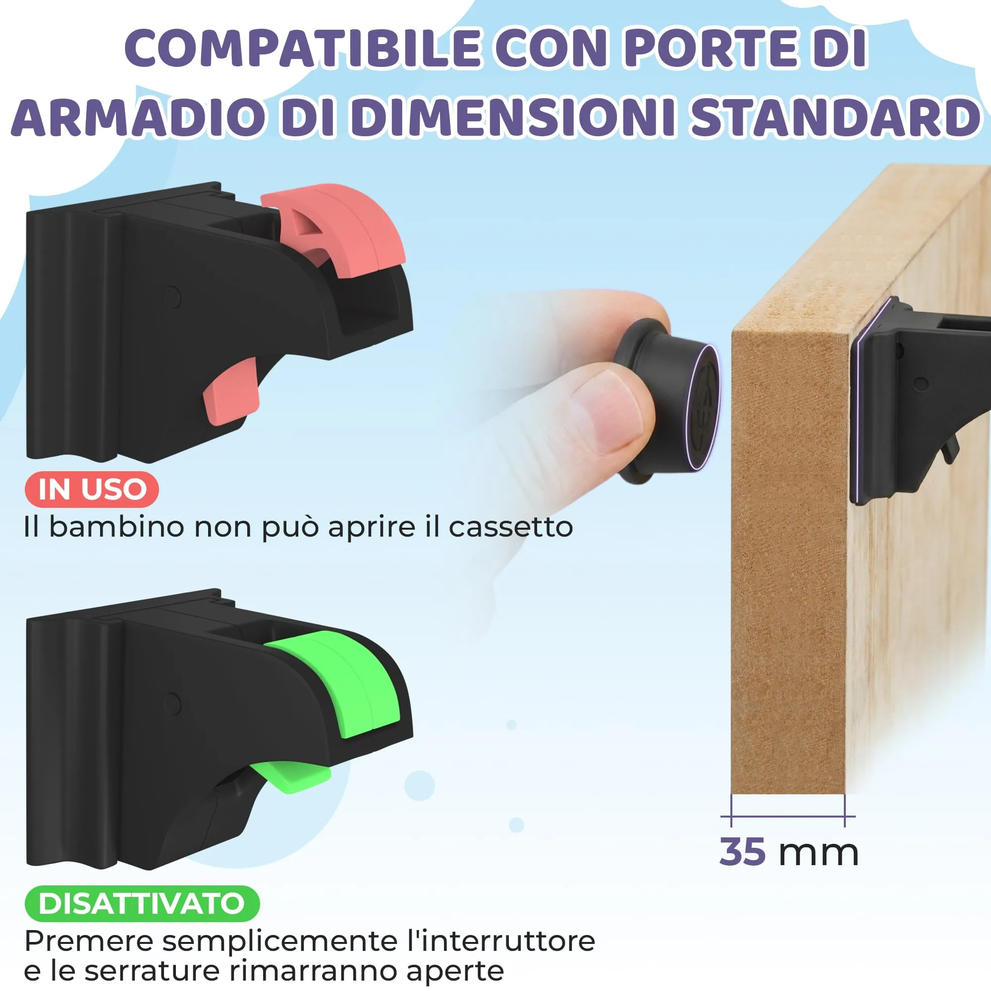 WunderHippo Chiusura Magnetica per Cassetti e Ante, 12 Serrature + 3 Chiavi, Nero - immagine 7