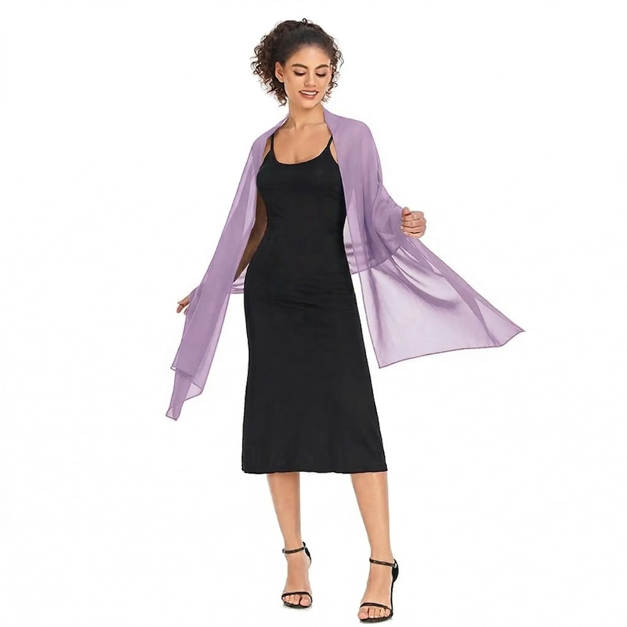Van Der Rich Stola in Mussola di Seta Foulard Scialle Leggero Donna Lila - immagine 2