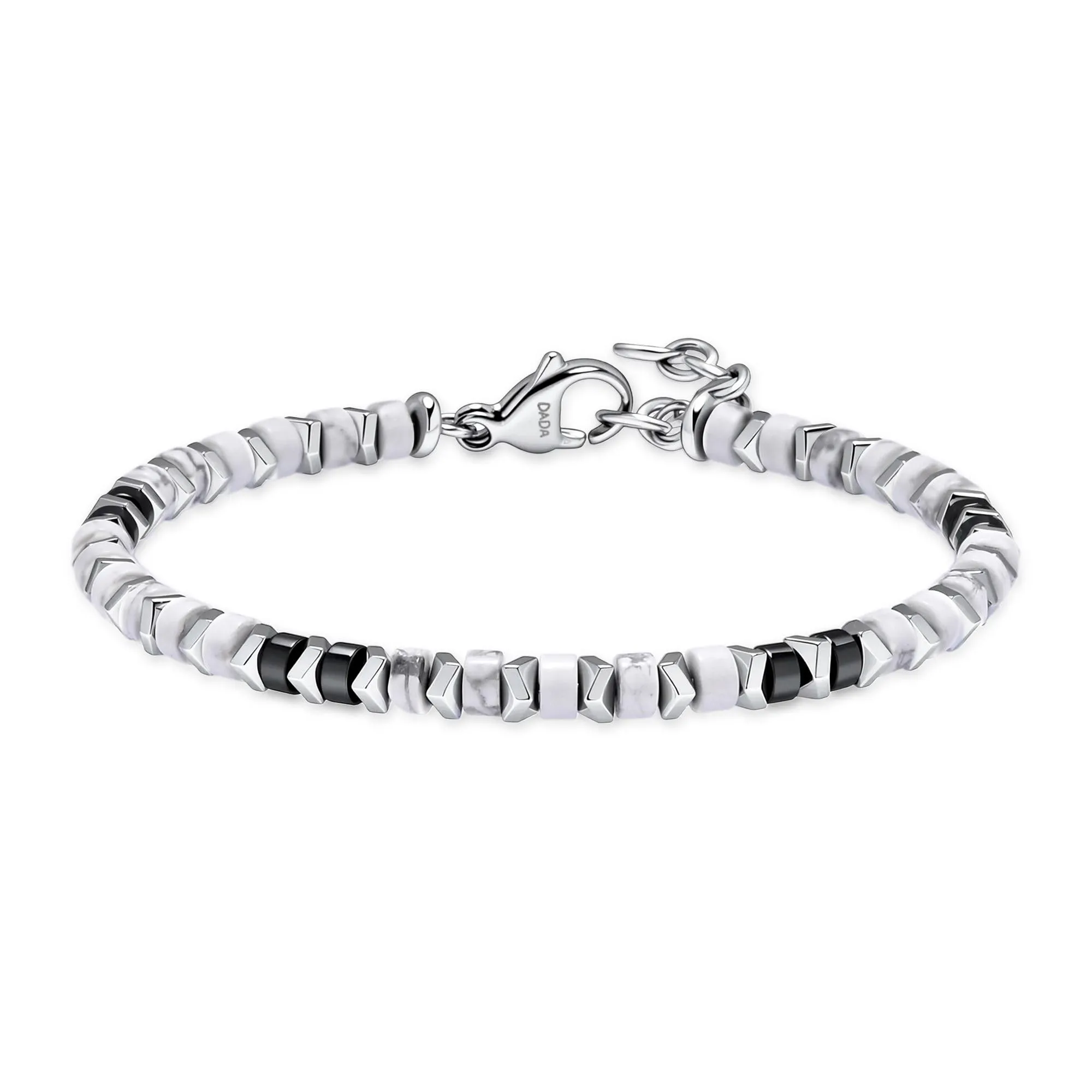 Dada Gioielli Bracciale Unisex in Acciaio Inossidabile e Pietre Naturali Multicolor Aulite Bianca + Nero - immagine 7