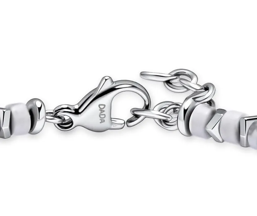 Dada Gioielli Bracciale Unisex in Acciaio Inossidabile e Pietre Naturali Multicolor Aulite Bianca + Nero - immagine 9