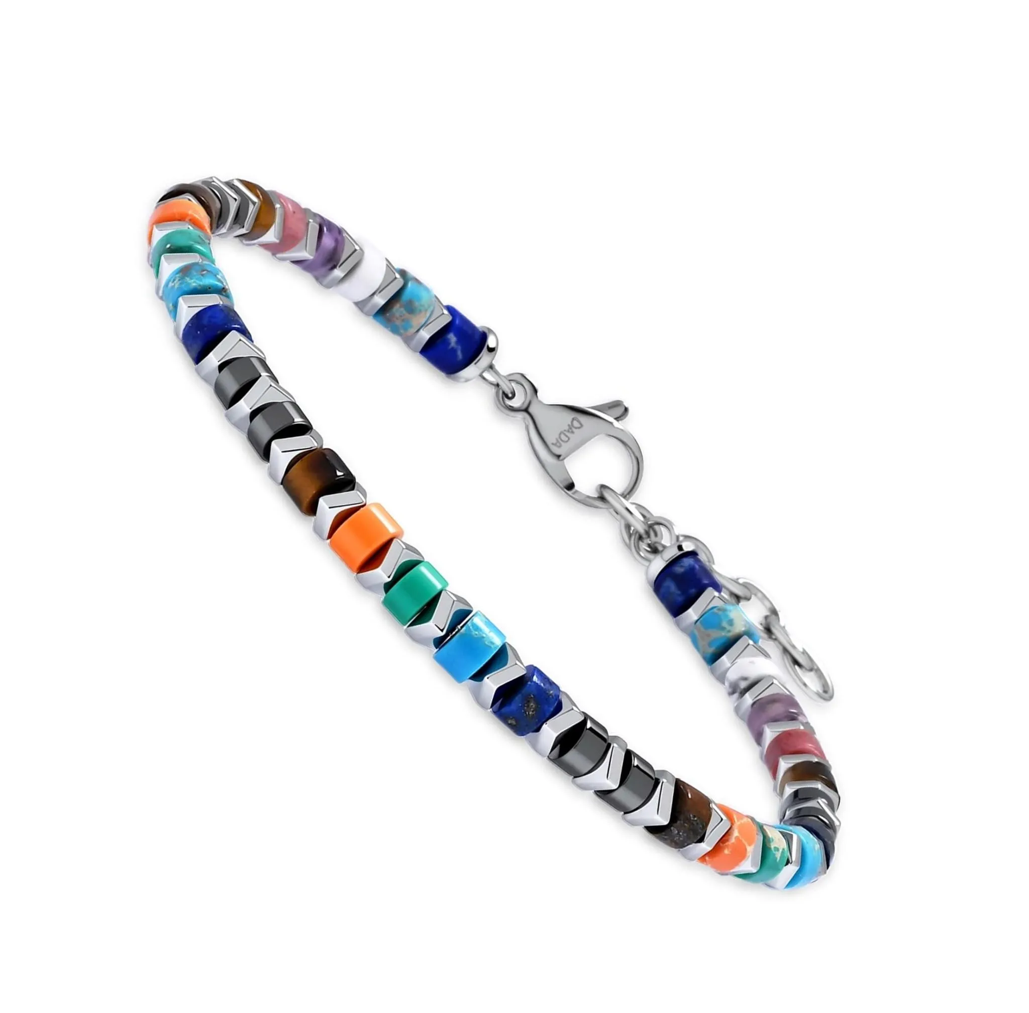 Dada Gioielli Bracciale Unisex in Acciaio Inossidabile e Pietre Naturali Multicolor Regolabile (Mix Color) - immagine 1