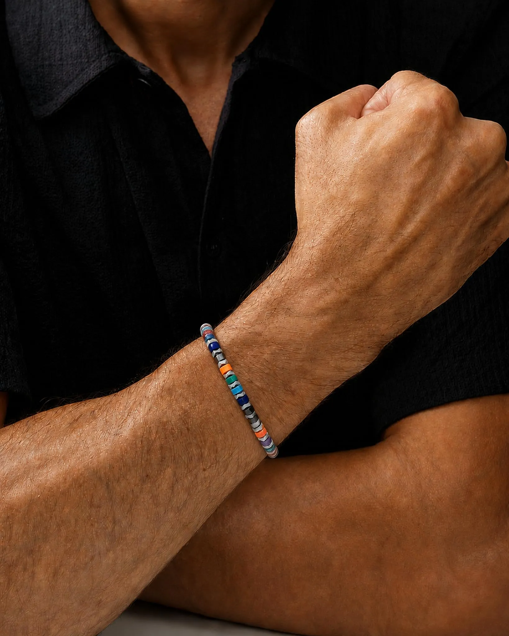 Dada Gioielli Bracciale Unisex in Acciaio Inossidabile e Pietre Naturali Multicolor Regolabile (Mix Color) - immagine 3