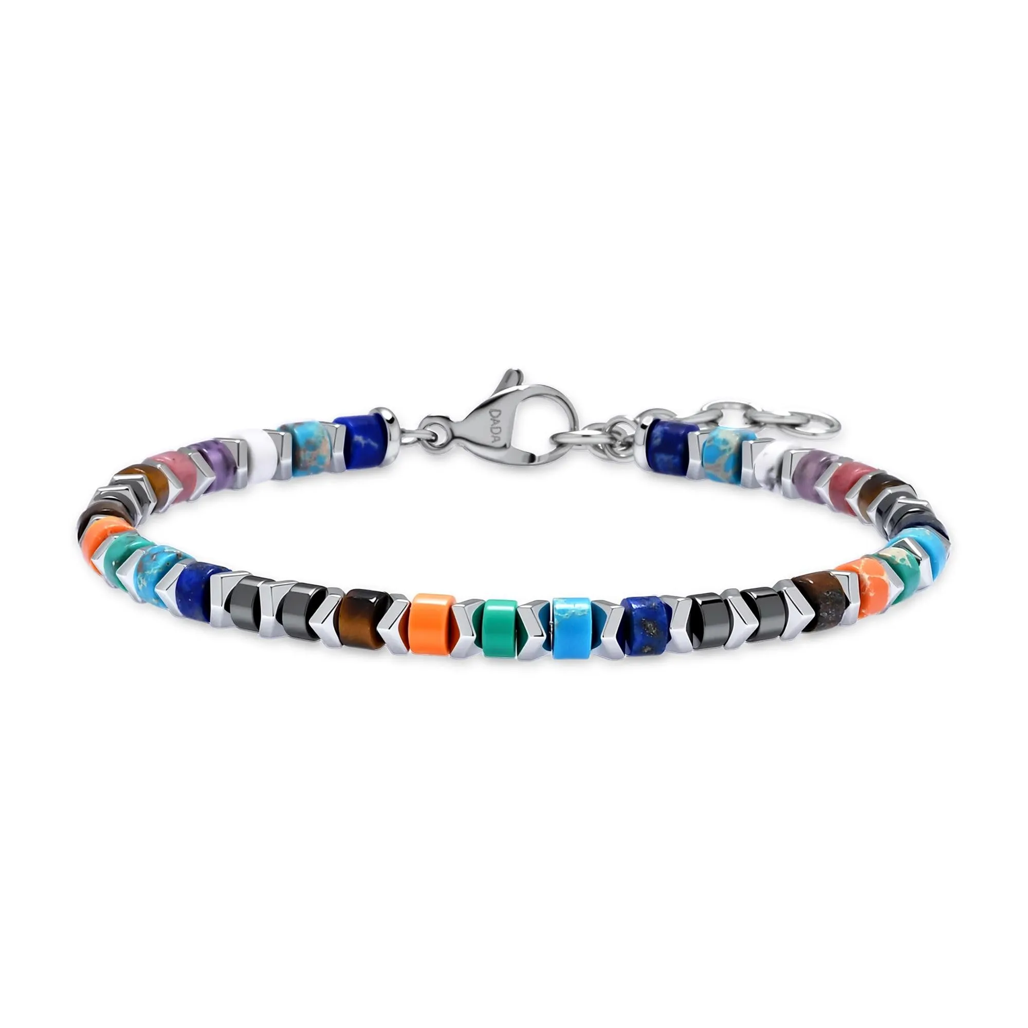 Dada Gioielli Bracciale Unisex in Acciaio Inossidabile e Pietre Naturali Multicolor Regolabile (Mix Color) - immagine 7