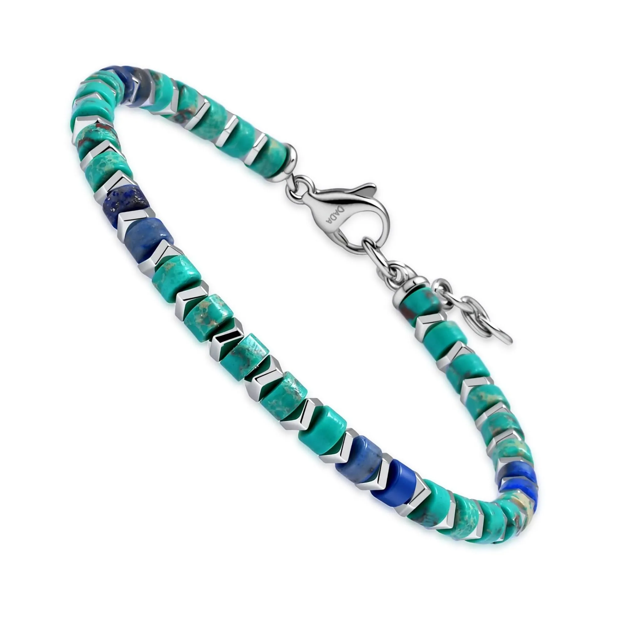 Dada Gioielli Bracciale Unisex in Acciaio Inossidabile e Pietre Naturali Multicolor - Verde + Lapis - immagine 1