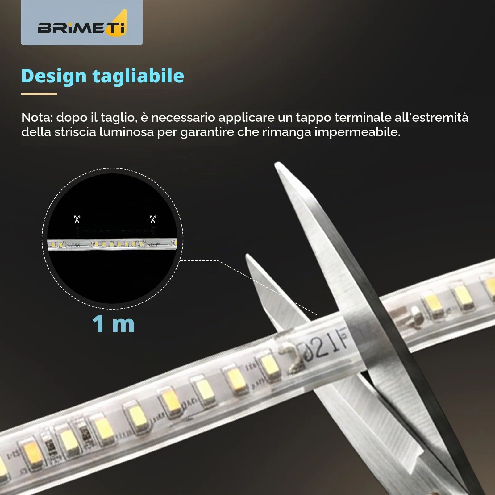 BRIMETI Striscia LED Dimmerabile CCT 220V con Telecomando IP65, 5 Metri - immagine 4