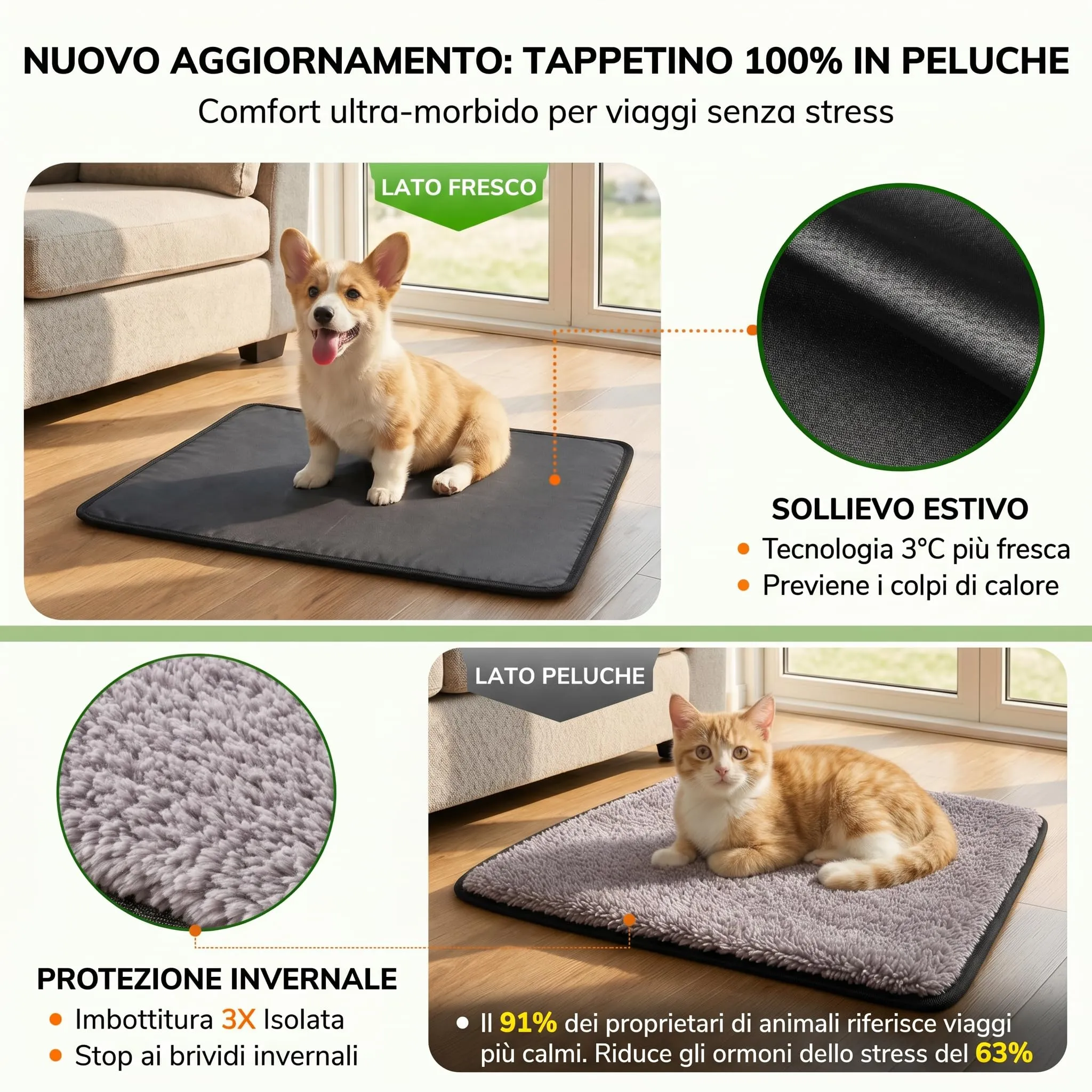 Morpilot Trasportino per gatti e cani, pieghevole, 42x28x28cm, Grigio fumo chiaro - immagine 2
