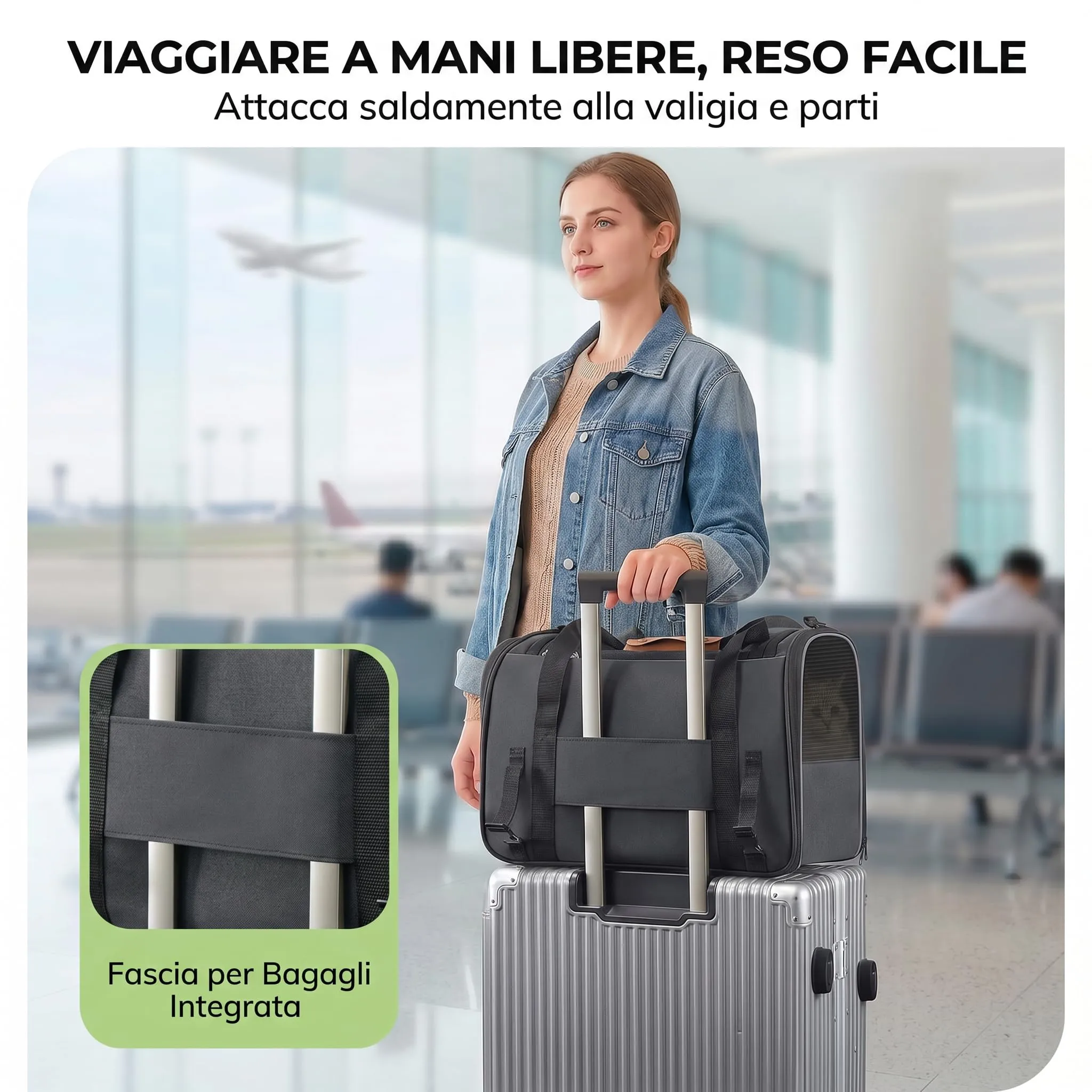 Morpilot Trasportino per gatti e cani, pieghevole, 42x28x28cm, Grigio fumo chiaro - immagine 5